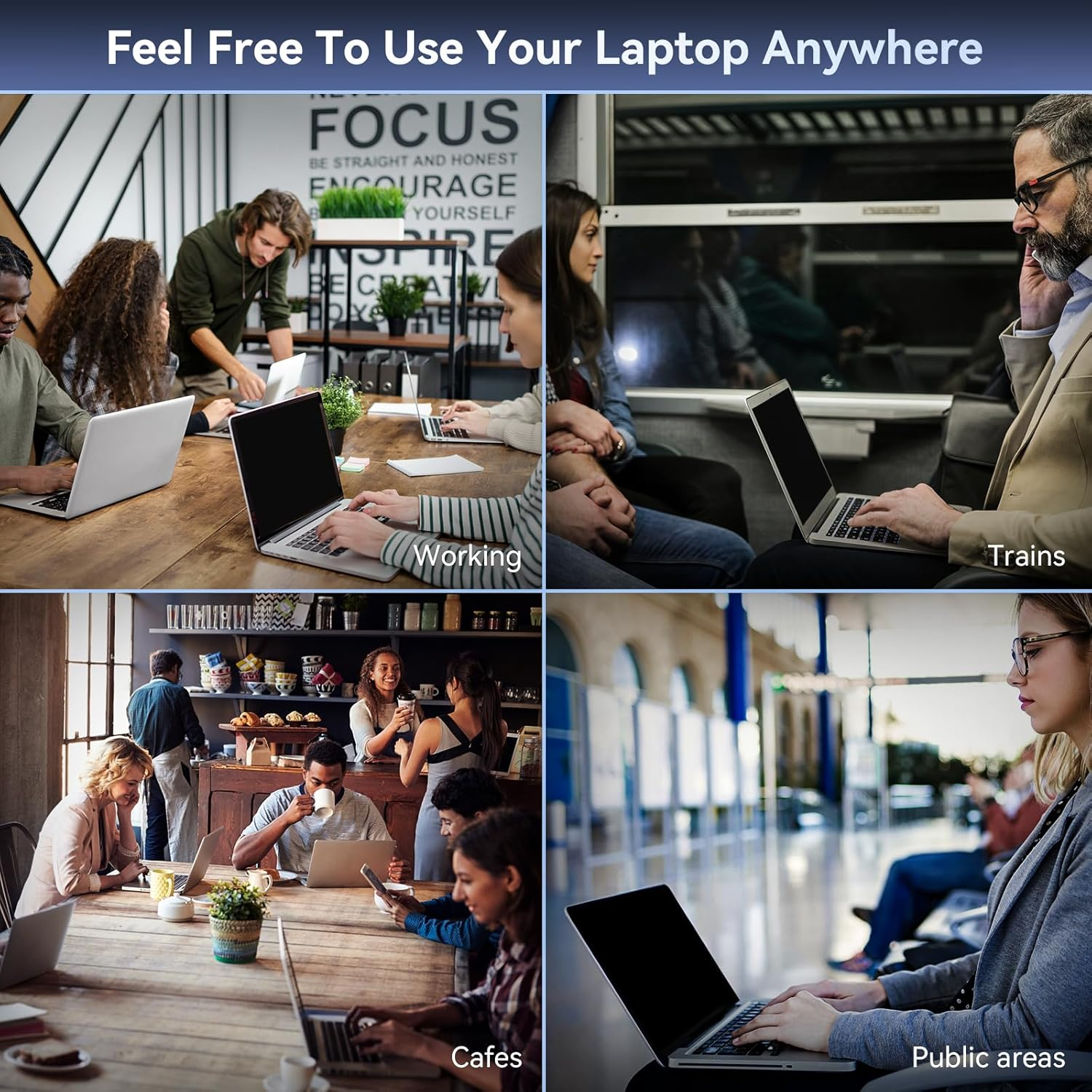 Laptop Privacy Screen 15.6 Inch Aspect 16:9, Removable anti Glare Blue Light Protector Filter, 15.6 in Computer Screen Privacy Shield Compatible with Lenovo Hp Dell Acer Asus Thinkpad Envy Xps image number 3