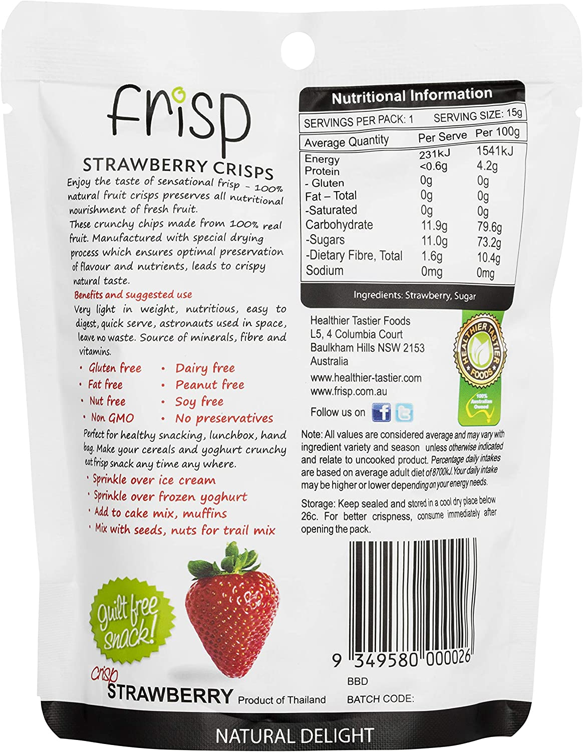 Frisp Strawberry Fruit Crisps, 15 G image number 3