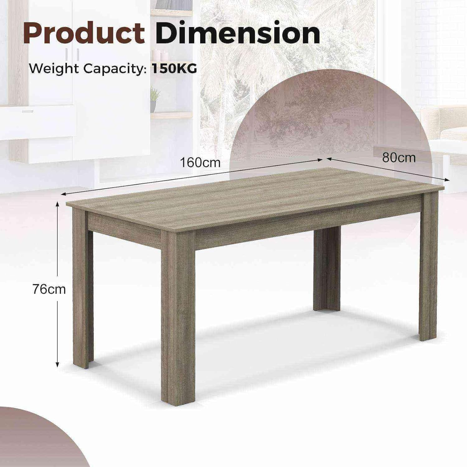 Giantex 160 CM Dining Table, Rectangular Dining Table with Sturdy L-Shaped Legs, Modern Kitchen & Dining Room Table, Seats up to 8, Woodgrain Finish - Woodgrain Finish image number 4
