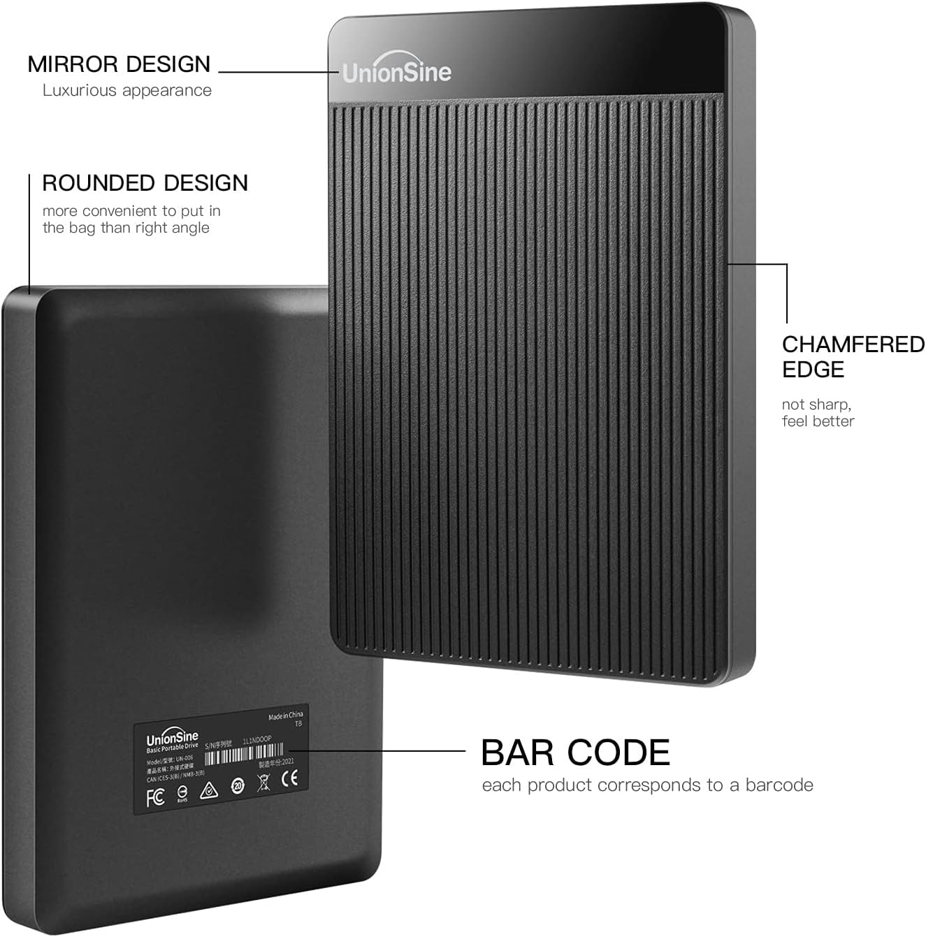 Unionsine 500GB 2.5" Ultra Slim Portable External Hard Drive HDD-USB 3.0 for PC, Mac, Laptop, PS4, Xbox One,Xbox 360-Hd-2510(Black) - Black, 500Gb image number 4