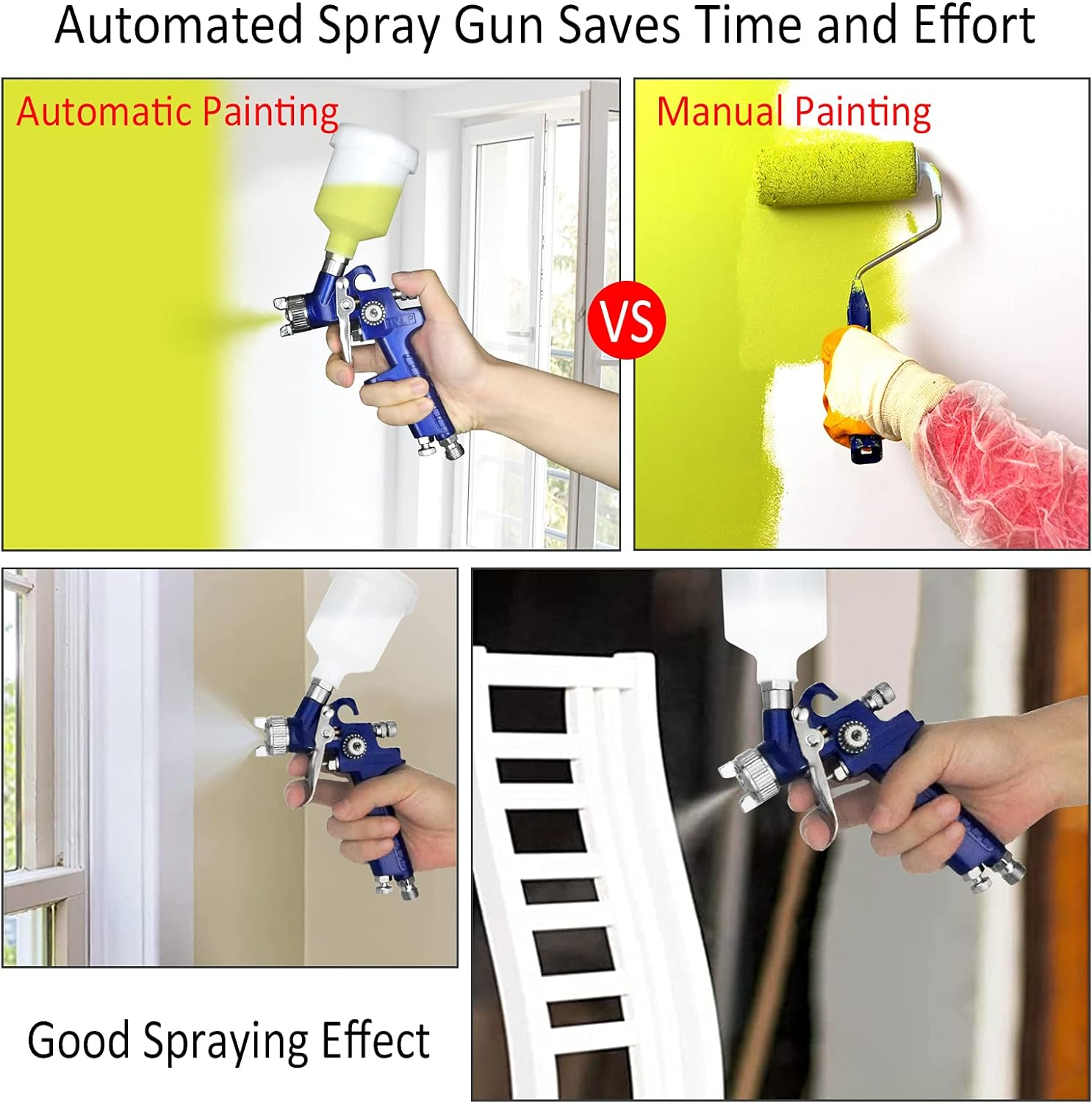 Tosucs HVLP Spray Gun with 1.0Mm Tip Air Spray Gun for Car Spraying Gravity Feed Paint Gun for Car Prime,Furniture Surface Spraying,Wall Painting Include 125Ml Capacity Cup