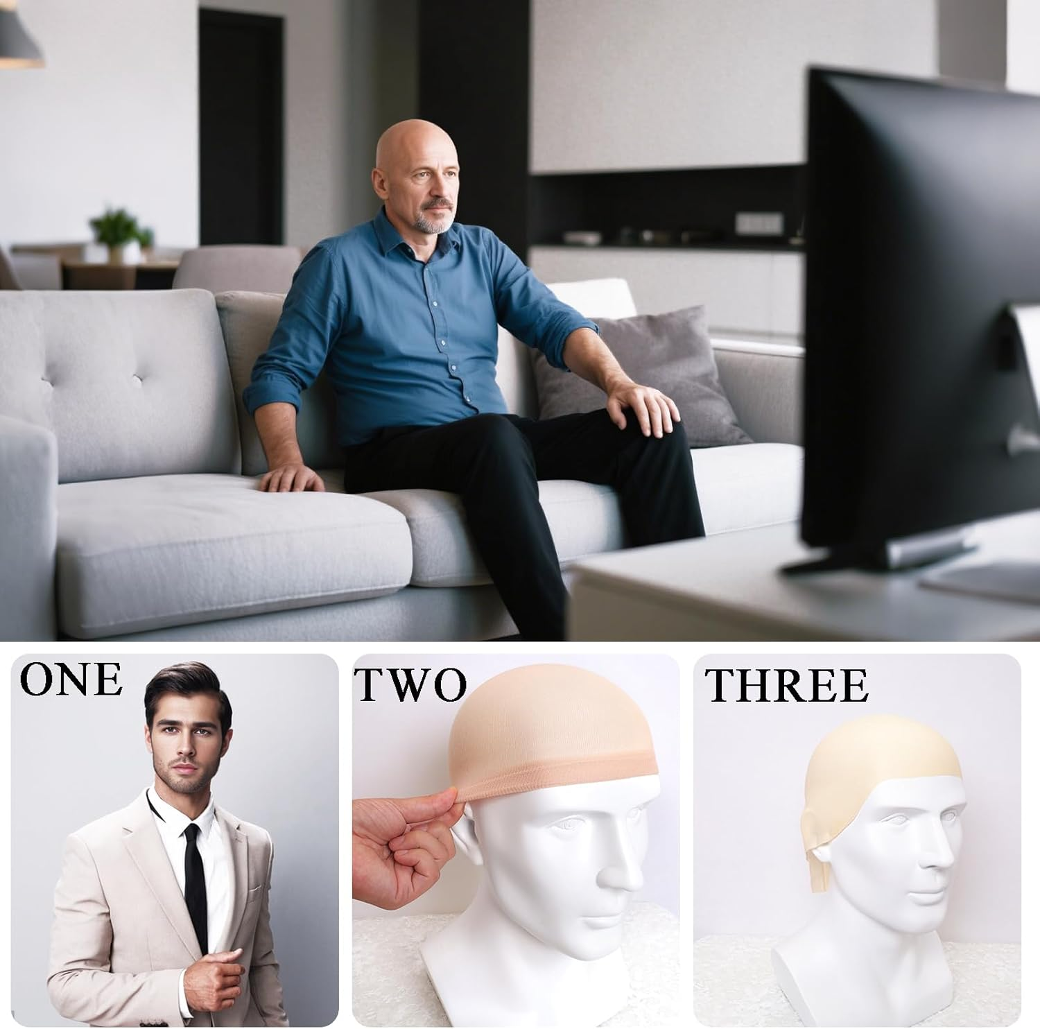 8 Piece Bald Caps for Adults image number 5