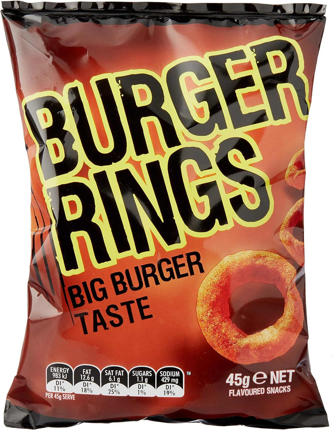 Burger Rings Burger Flavoured Puffed Corn Rings, 18 X 45 Grams image number 1