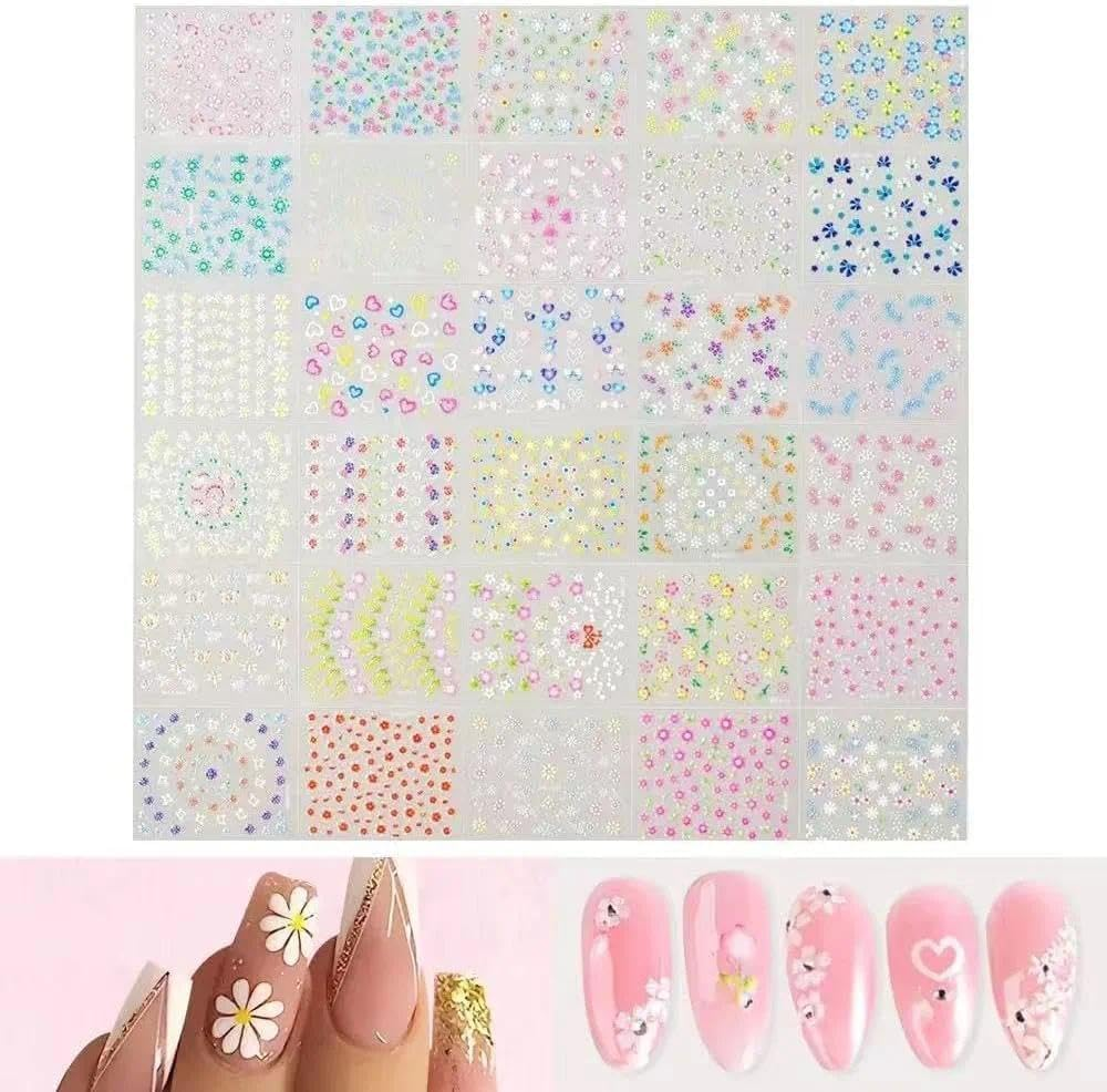 Flower Nail Art Stickers,3D Self-Adhesive Flowers Nail Art Supplies Charms for Nailsart Manicure Tips Decoration 60 Sheets by Weidllys image number 3