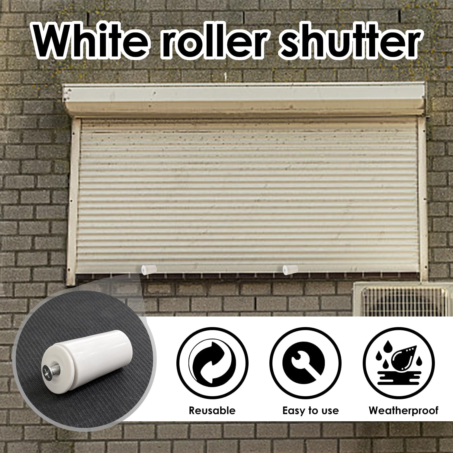 Pack of 16 White Roller Door Stops, 1 Piece Practical Gap Brush, Roller Door Accessories with Screws, Window Groove Cleaning Brush, Groove Cleaning Tool