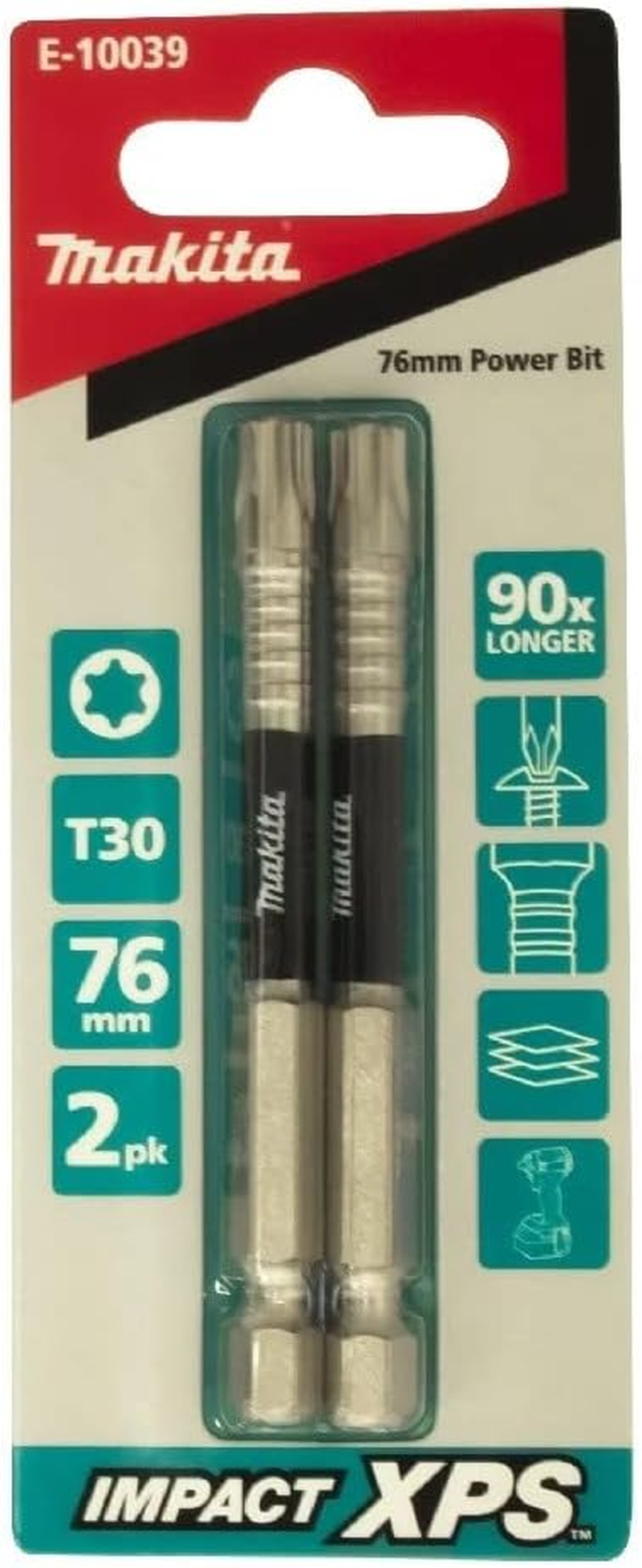 Makita Impact Xps Power Bit, T30 X 75 Mm Size (Pack of 2) image number 1
