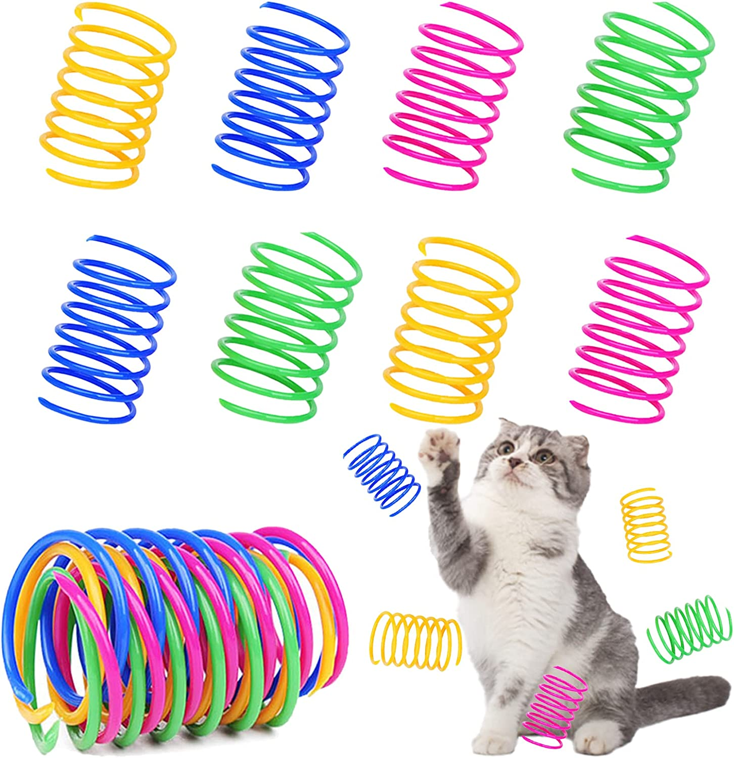 40 Pack Cat Spring Toy, Interactive Cat Toy for Indoor Cats Plastic Coils Colorful Springs Cat Toys Active Healthy Fitness Play Coil Spiral Springs Kitten Toys for Swatting, Biting, Hunting image number 2