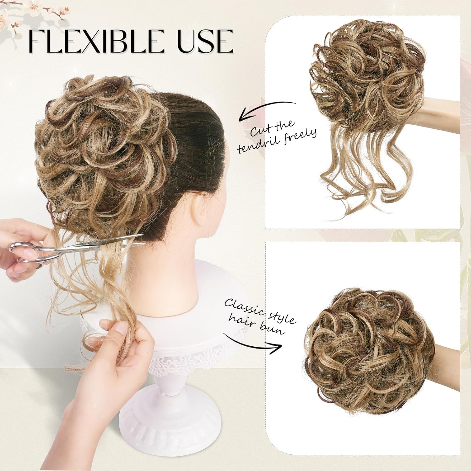 Messy Bun Hair Piece, Wavy Claw Clip Messy Bun Hair Clip, Synthetic Fake Buns Hairs Extensions, Soft Hairs Buns Hairpieces for Women Daily Wear (Dark Brown, Medium) image number 4