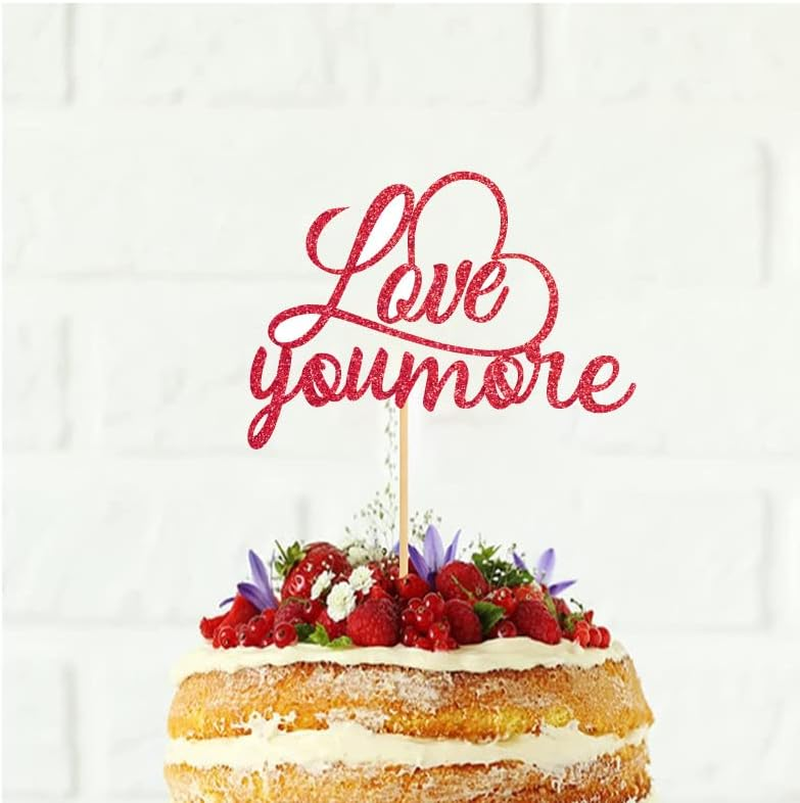 Glitter Valentine'S Day Cake Toppers Love Heart Cupcake Centerpiece Toppers Desert Cake Decoration Food Picks for Valentine'S Day, Wedding , Anniversaries Party Favor Supplies(Red B) image number 2