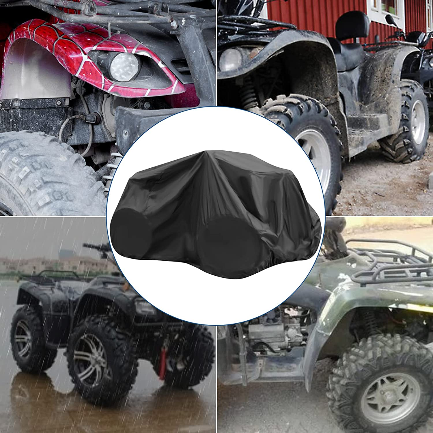 ATV Cover Waterproof, Heavy Duty Windproof Quad Covers, All Weather Protection 4 Wheeler Covers Fit for Kawasaki, Honda, Polaris, Yamaha, 86'' (Black, XXL) image number 3