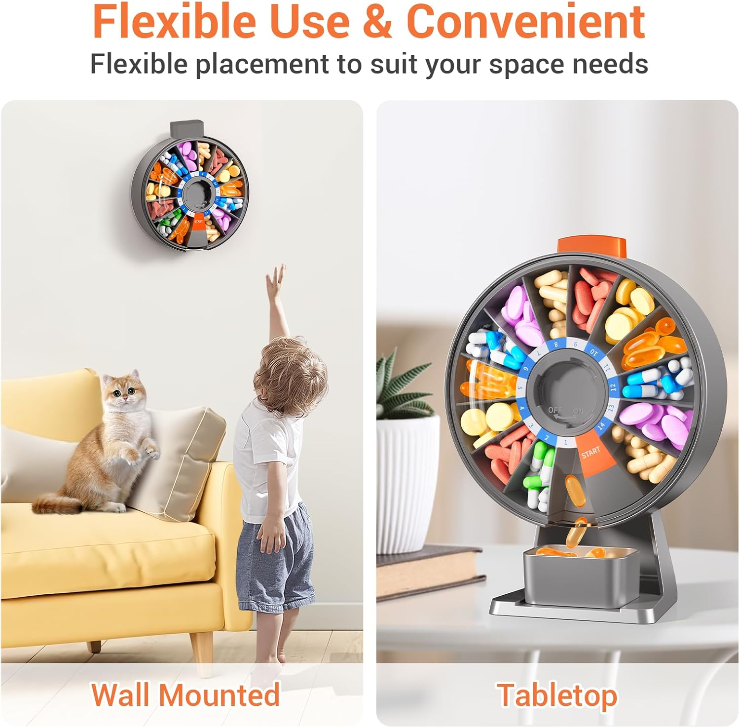 Zoksi Pill Organizer (Grey, 14 Compartments) - Blue image number 3