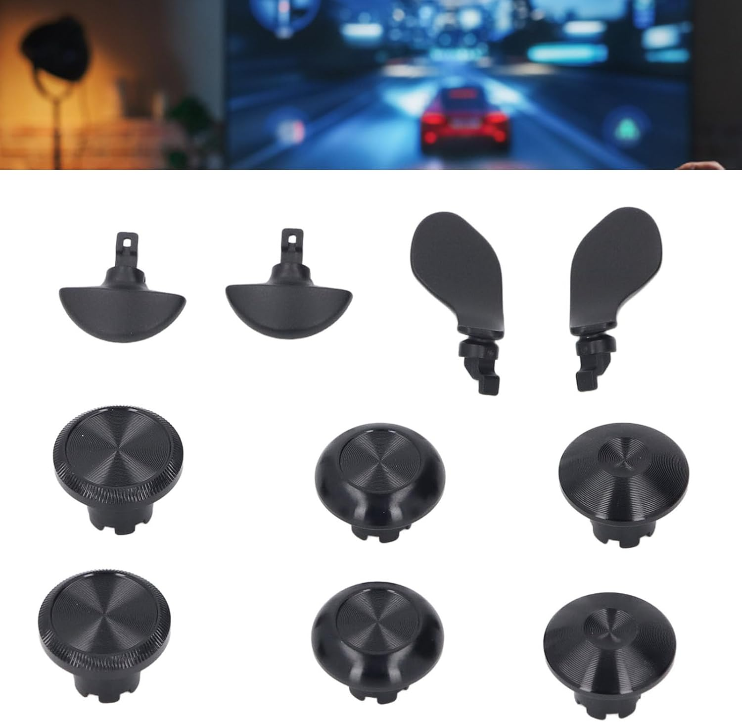 Metal Thumbsticks for PS 5 Edge Controller, 6Pcs Metal Joystick Caps + 4Pcs Metal Back Paddles, Interchangeable Analog Stick Joystick Caps with Paddles for PS 5 Edge Controller