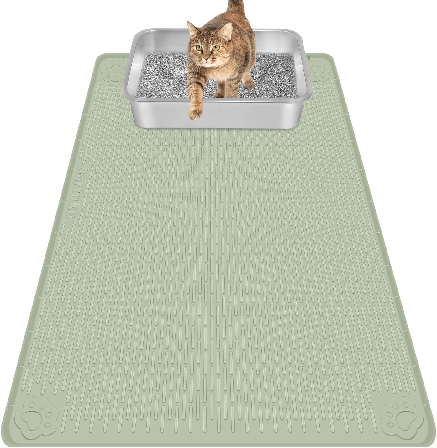 Cat Litter Mat, Extra Large 86.4 X 56CM Silicone Mat Litter Trapping Mat for Scatter Control, Soft on Kitty Paws, Easy to Clean (Light Green) image number 6