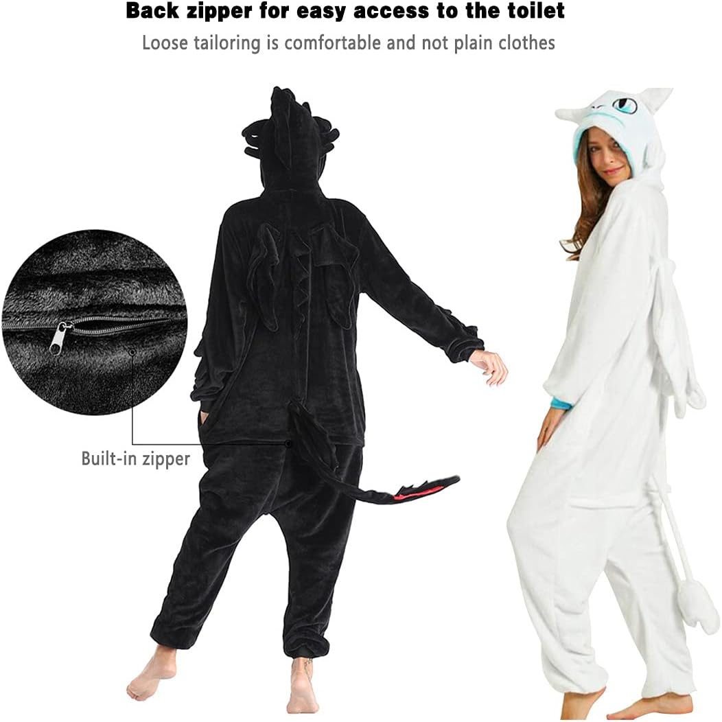 Men Women Pajamas Dragon Animal Shoes Onesie Cosplay Costume Christmas Halloween Pajamas Zipper Jumpsuit image number 1