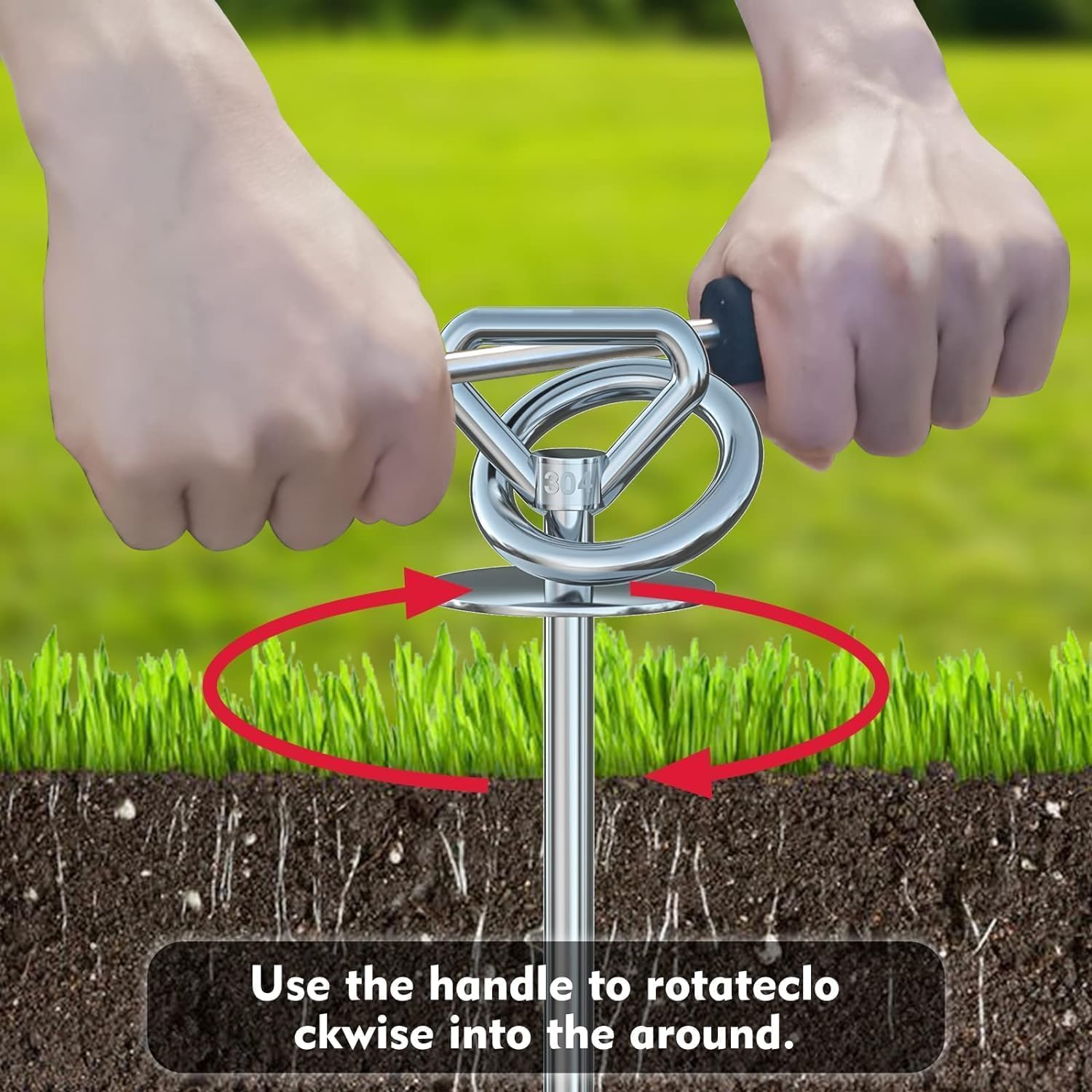 Dog Tie Out Cable and Stake,360&deg; Swivel Dog Yard Stake and Leash - Heavy Duty 304 Stainless Steel Dog Anchor-Holds 1 Large Dogs over 150LBS Easily-Dog Chain for Yard Outdoor Camping image number 4