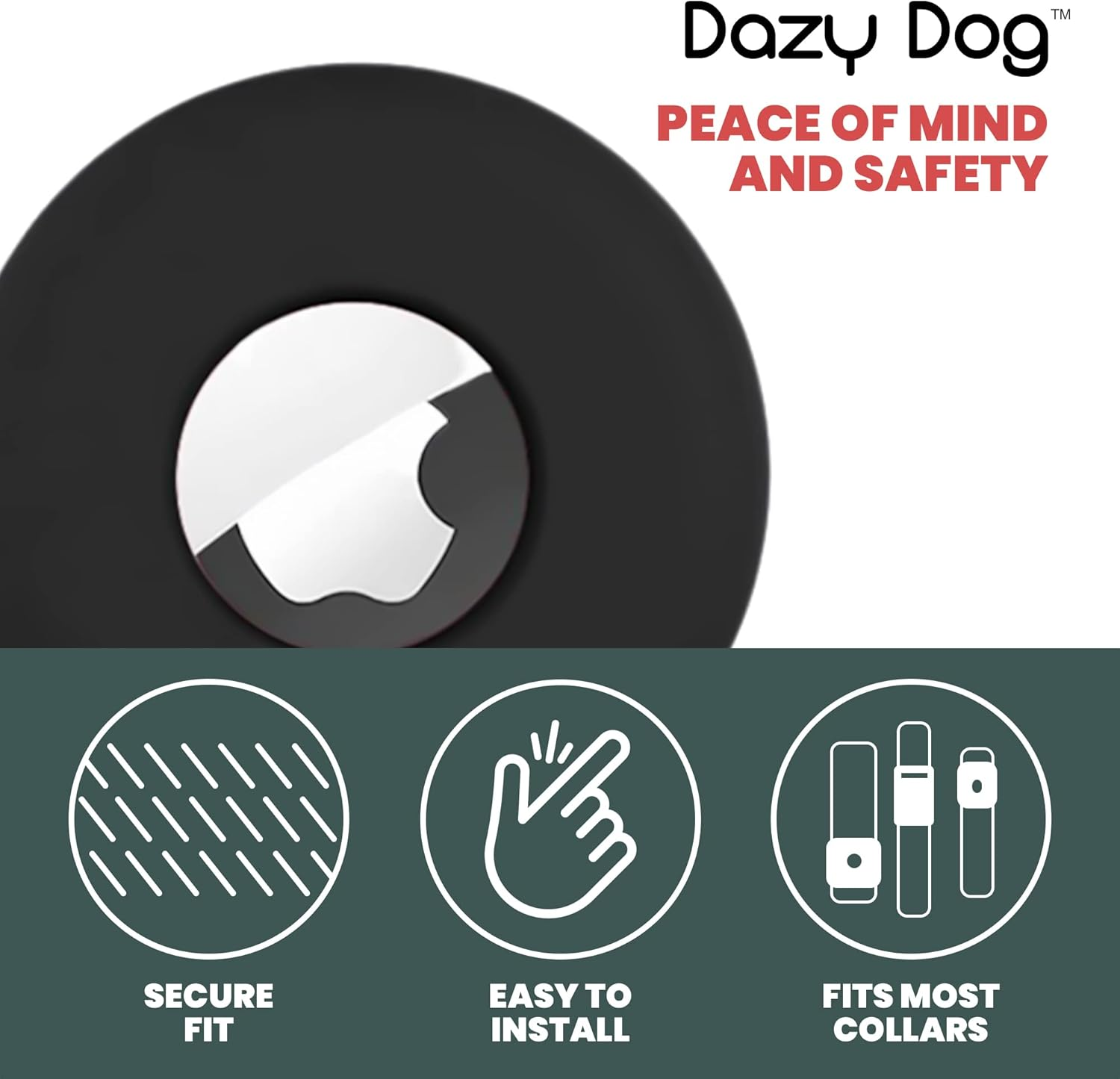 Dazy Dog Airtag Dog Collar Holder - Silicone Pet Collar Case for Apple Air Tag - Compatible with Most Collars - Dog GPS Tracker Cover image number 5
