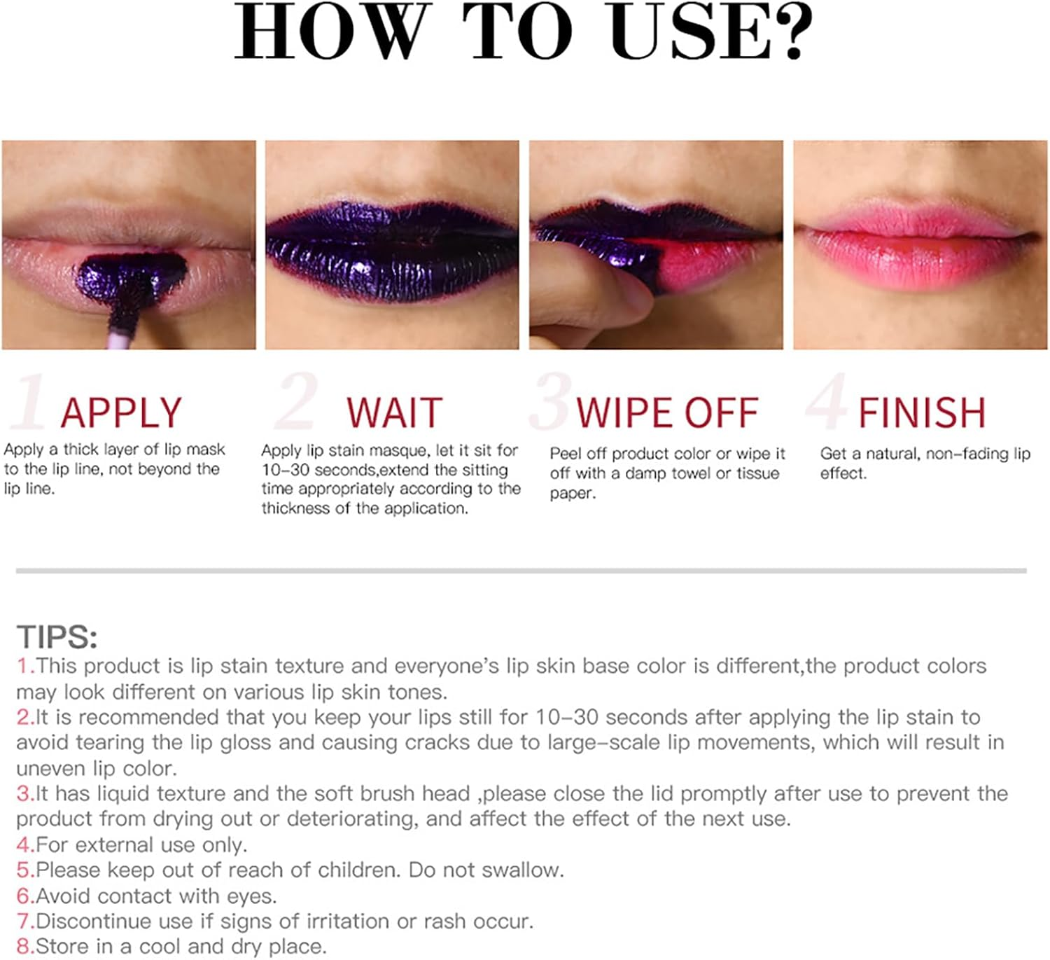 Dynaeuty 3 Colors Lip Stain, Peel off Lip Stain Lip Tint Set, Waterproof Long Lasting Non Stick Cup Non Fade Liquid Lipstick Set, Magic Color Lip Oil Set for Women Girls (A) - 04 image number 6