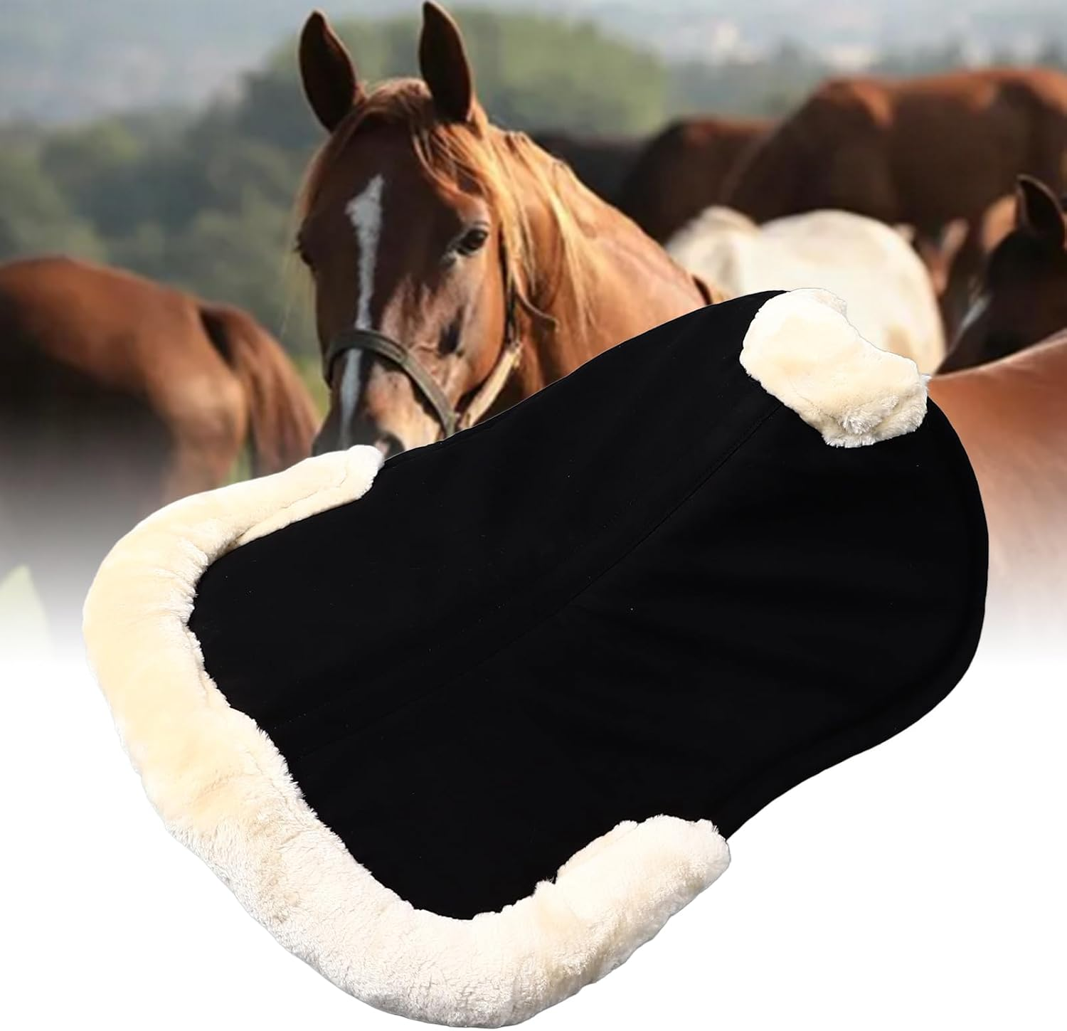 Horse Saddle Pad, Shock Absorbing, Sweat Absorbing, Balance, Slip , Equestrian Supplies, Multipurpose image number 3