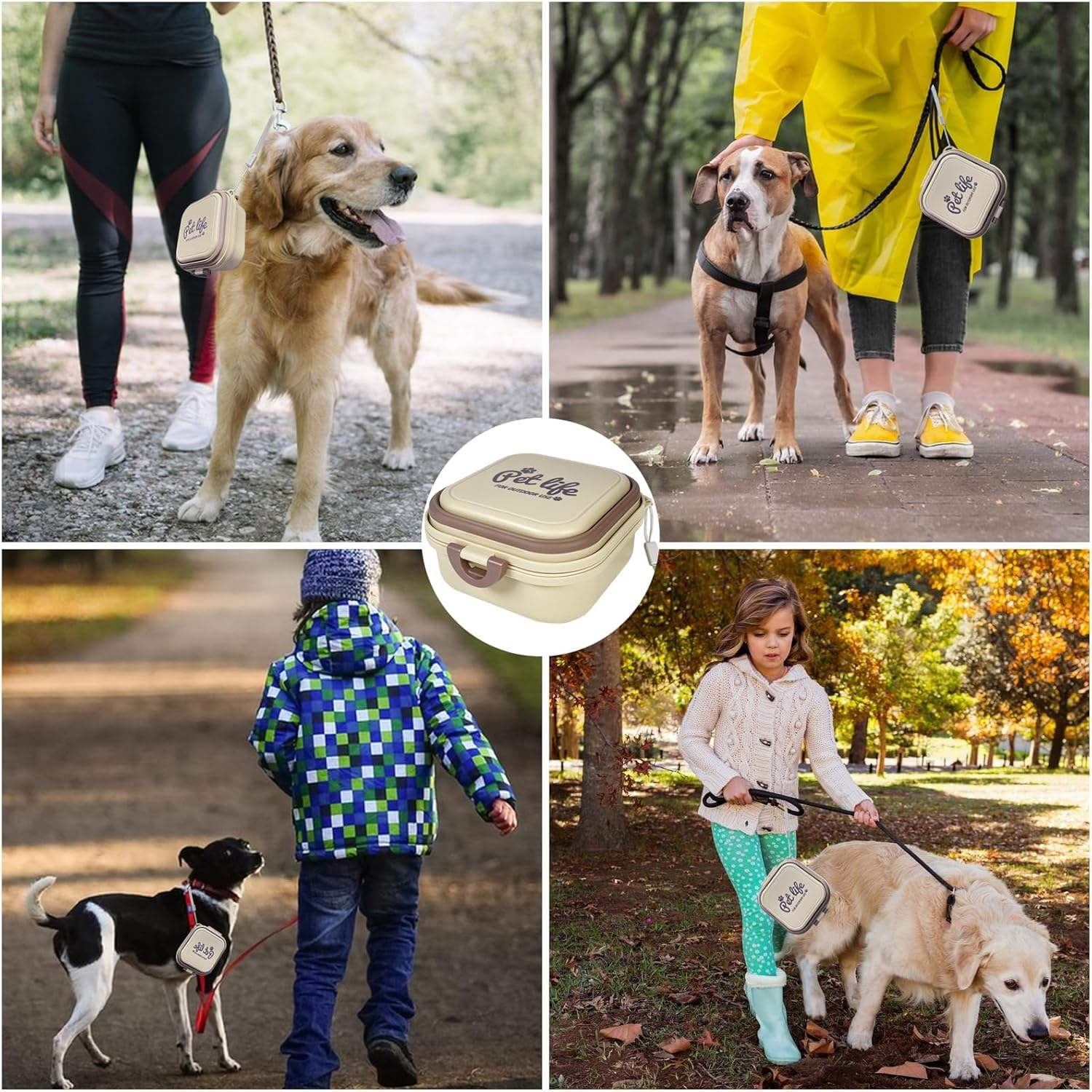 Collapsible Dog Water Bowl, Portable Dog Bowl for Traveling, 2-In-1 Pet Food and Water Feeder - Travel Dog Bowls with Lid for Walking, Traveling, Camping and Hiking - Green image number 4