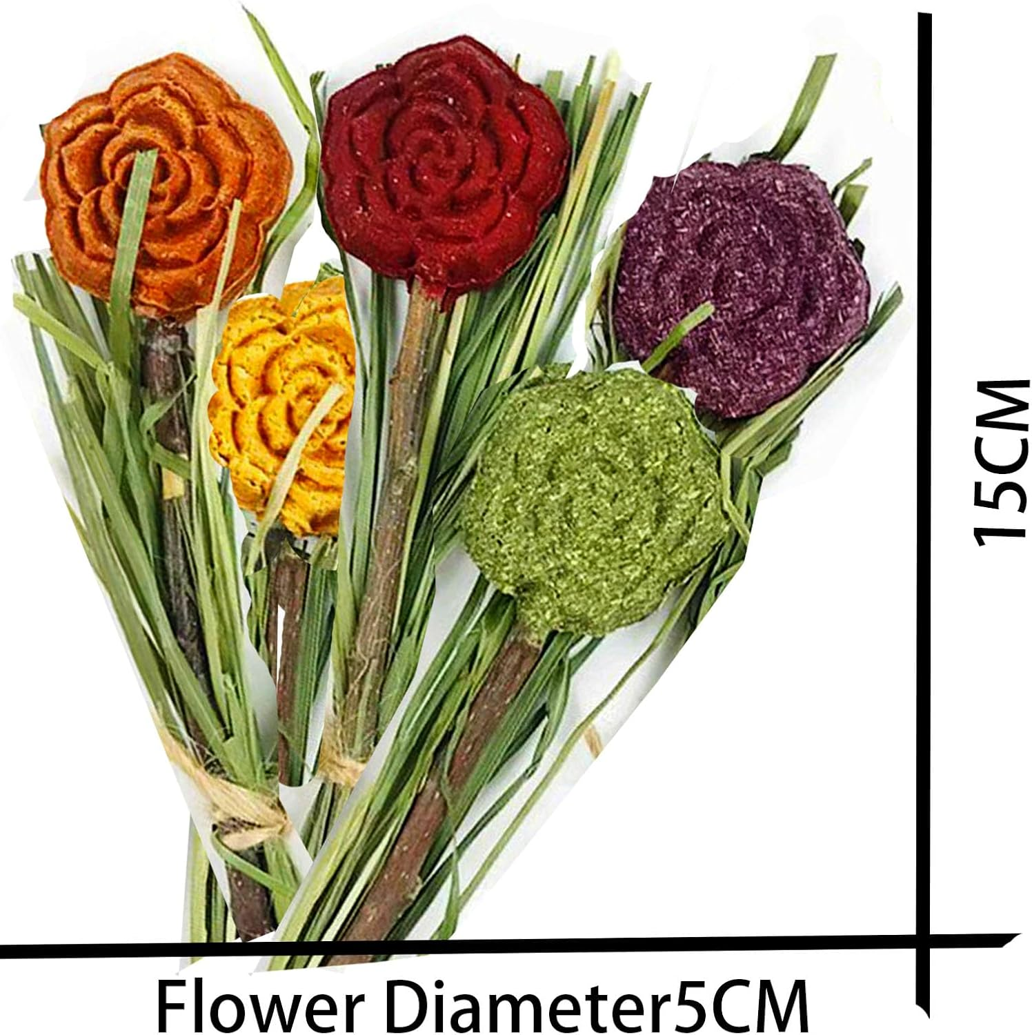 JCBCKJ Rabbit Chewable Toys, 5Pcs Flower Toy, Rabbit Chew Sticks, Suitable for Rabbits, Totoros, Hamsters, Guinea Pigs and Other Small Animals image number 1