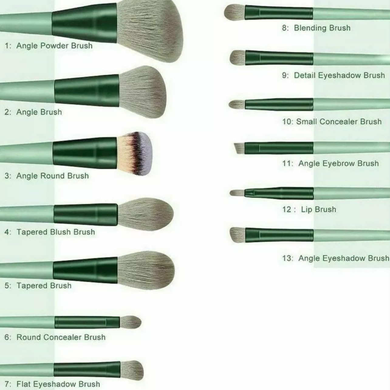13 Pcs Professional Makeup Brushes Set Beauty Foundation Eyeshadow Makeup Brush - Available in Pink & Green image number 2