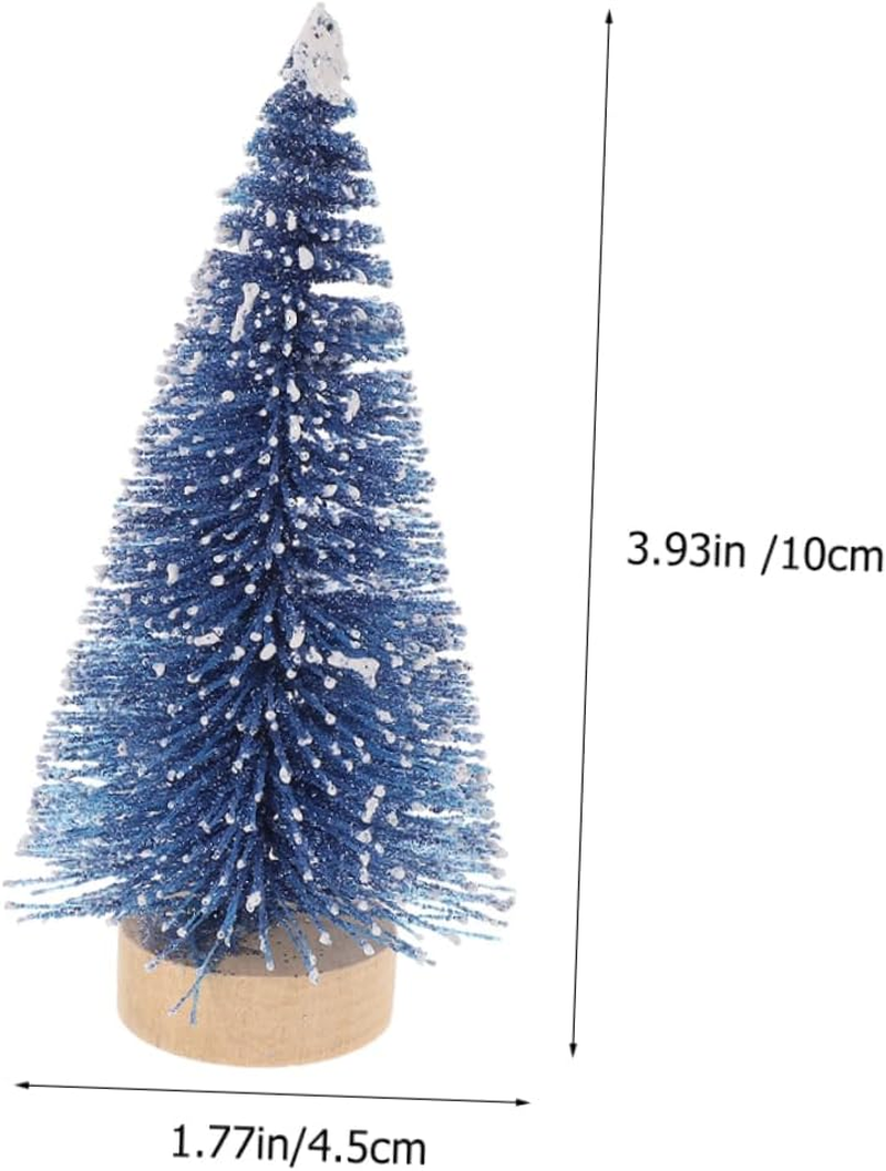 Ciieeo 8Pcs Mini Christmas Trees Wooden Base Artificial Xmas Pine Tree Decor for Tabletop Indoor Holiday Decoration for Parties and Festive Displays