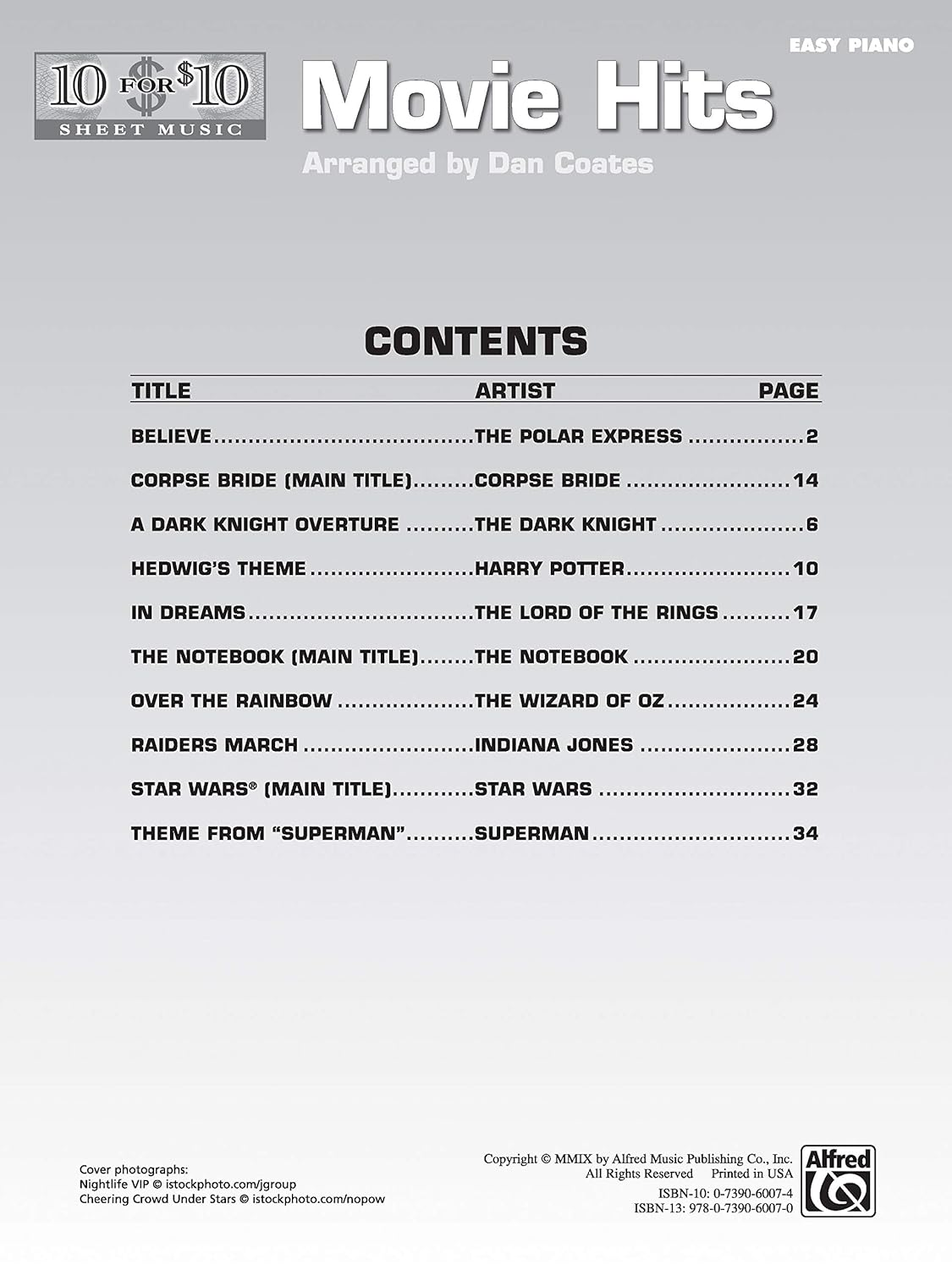 10 for 10 Sheet Music Movie Hits: Easy Piano Solos image number 1