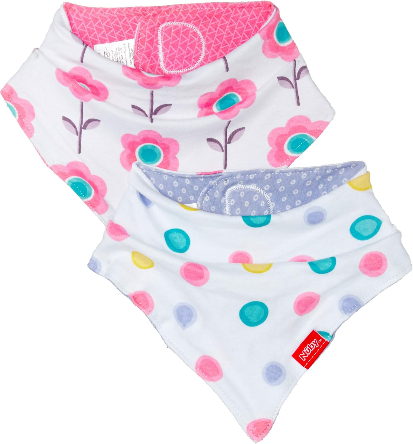 Nuby Bandana Bibs 2 Pack, Girl Assortment image number 1