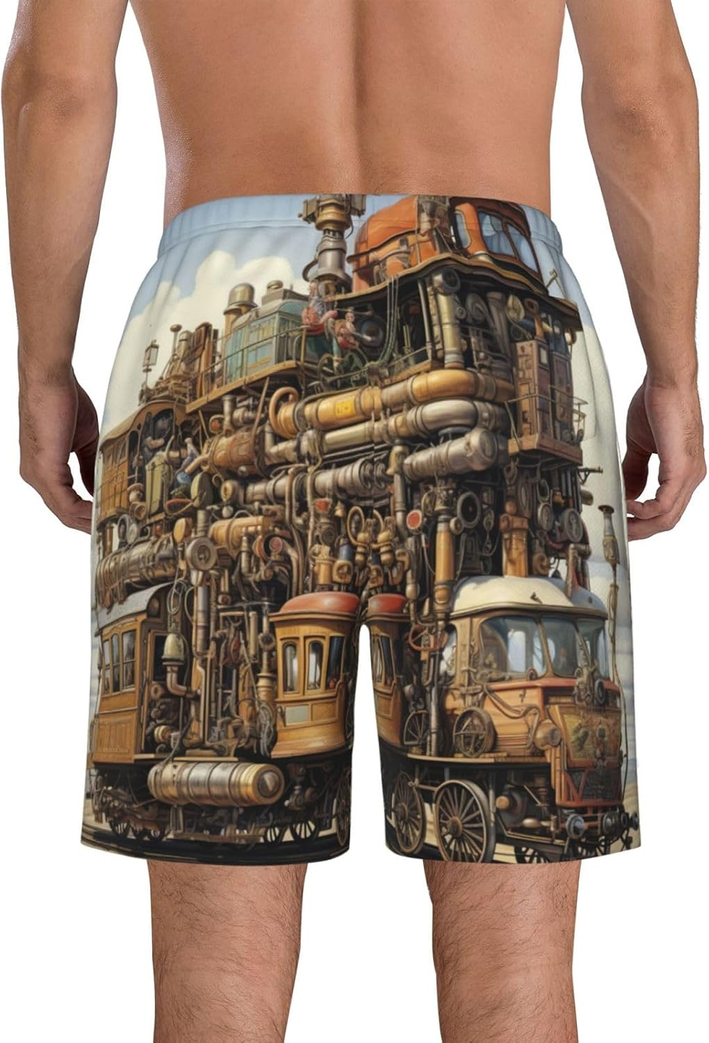 WURTON Diversified Transportation Print Men'S Beach Shorts Hawaiian Summer Holiday Casual Shorts with Drawstring, Quick Dry image number 5