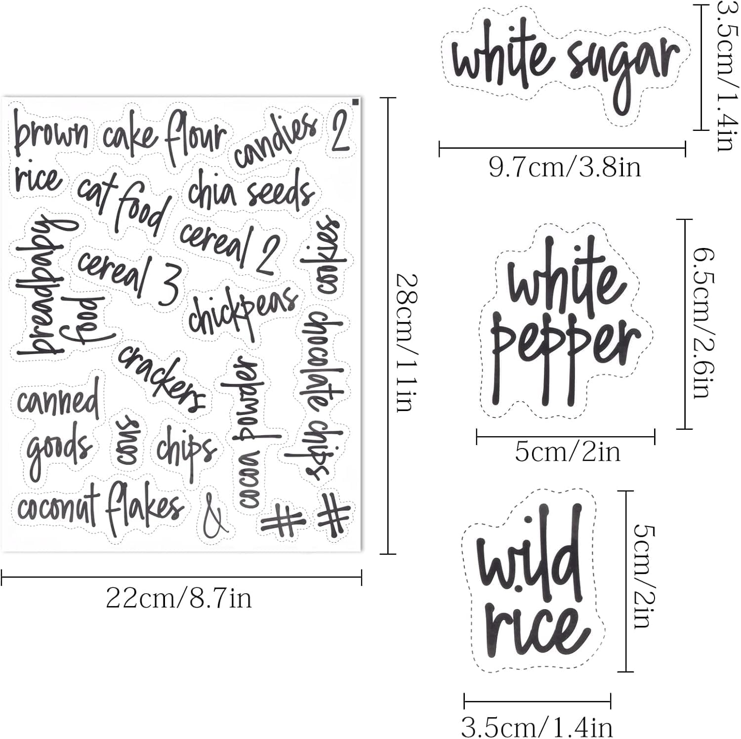 168Pcs Kitchen Pantry Labels, Water & Oil Resistant Kitchen Labels Stickers Food Jar Label for Storage Containers and Organization, Black Labels for Food Containers Jars for Sugar, Coffee, Flour, Salt image number 4