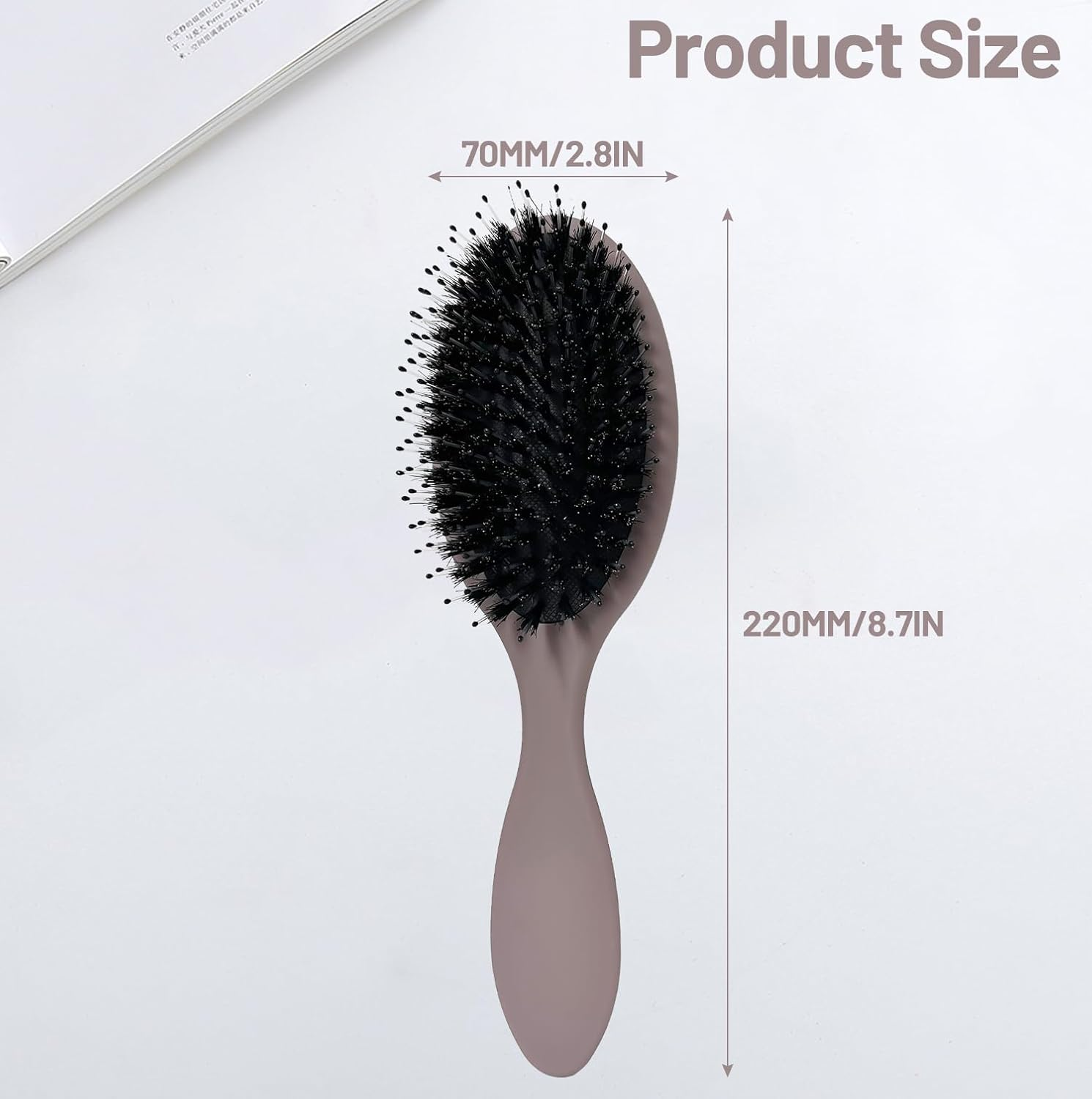 INSPUTOL Boar Bristle Hair Brush, Paddle Brush with Natural Bristles for Women, Portable Detangling Comb for Smooth Styling (Mauve Purple) image number 2