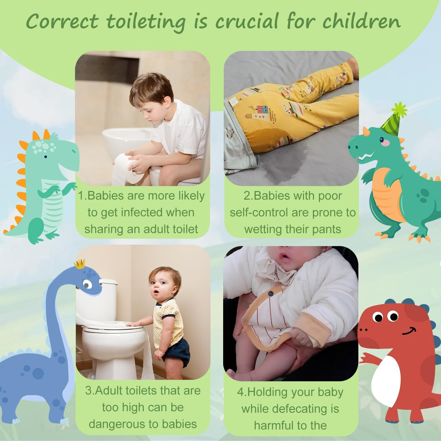 Dinosaur Potty Training Seat for Toddlers with Non-Slip Rubber Base, 110Lbs Capacity, Portable Travel Potty for Boys & Girls, Baby Potty Training Toilet Seat, Toilet Seat for Toddler (Bright Yellow) image number 3