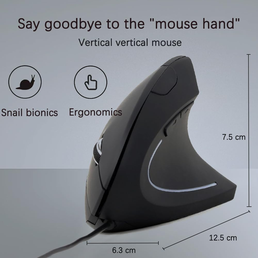 Wired Mouse,Suijieen Ergonomic Mouse 6 Buttons Silent Mouse 4 Adjustable DPI Vertical Mouse Compatible with Windows/Chrome/Laptop/Computer image number 3