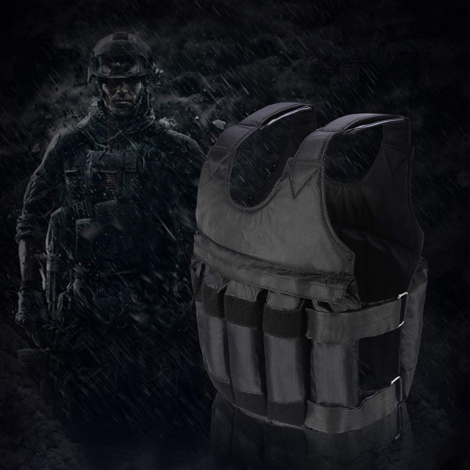 Weighted Vest, 20KG Weight Jacket Exercise Weightloading Training Waistcoat for Boxing Workout Fitness Running Weightlifting Training Powerlifting