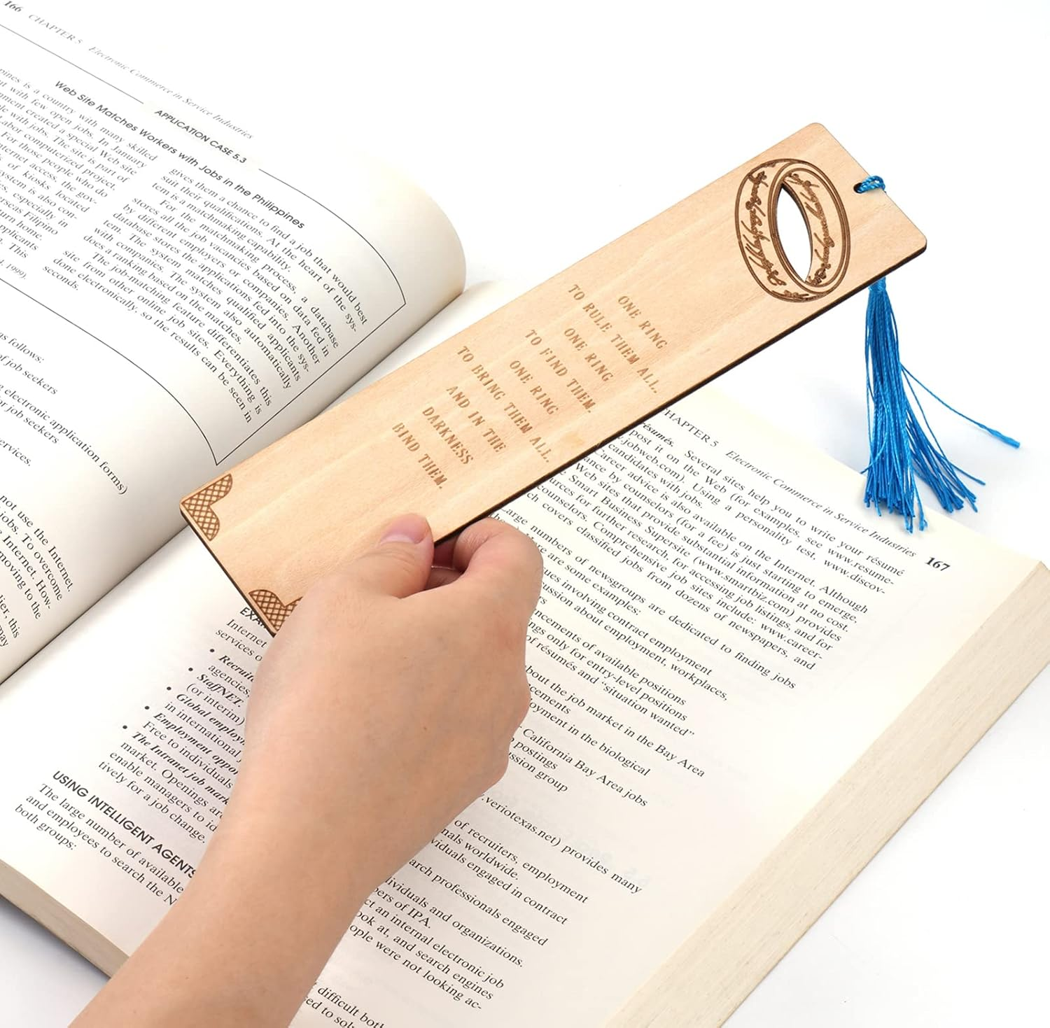 5 Pieces LOTRS Bookmark for Men & Women, Lord of Rings Themed Hobbits Bookmarks Set with Silk Tassel, Wooden Book Markers for Reading (Ideal for Gift) image number 2