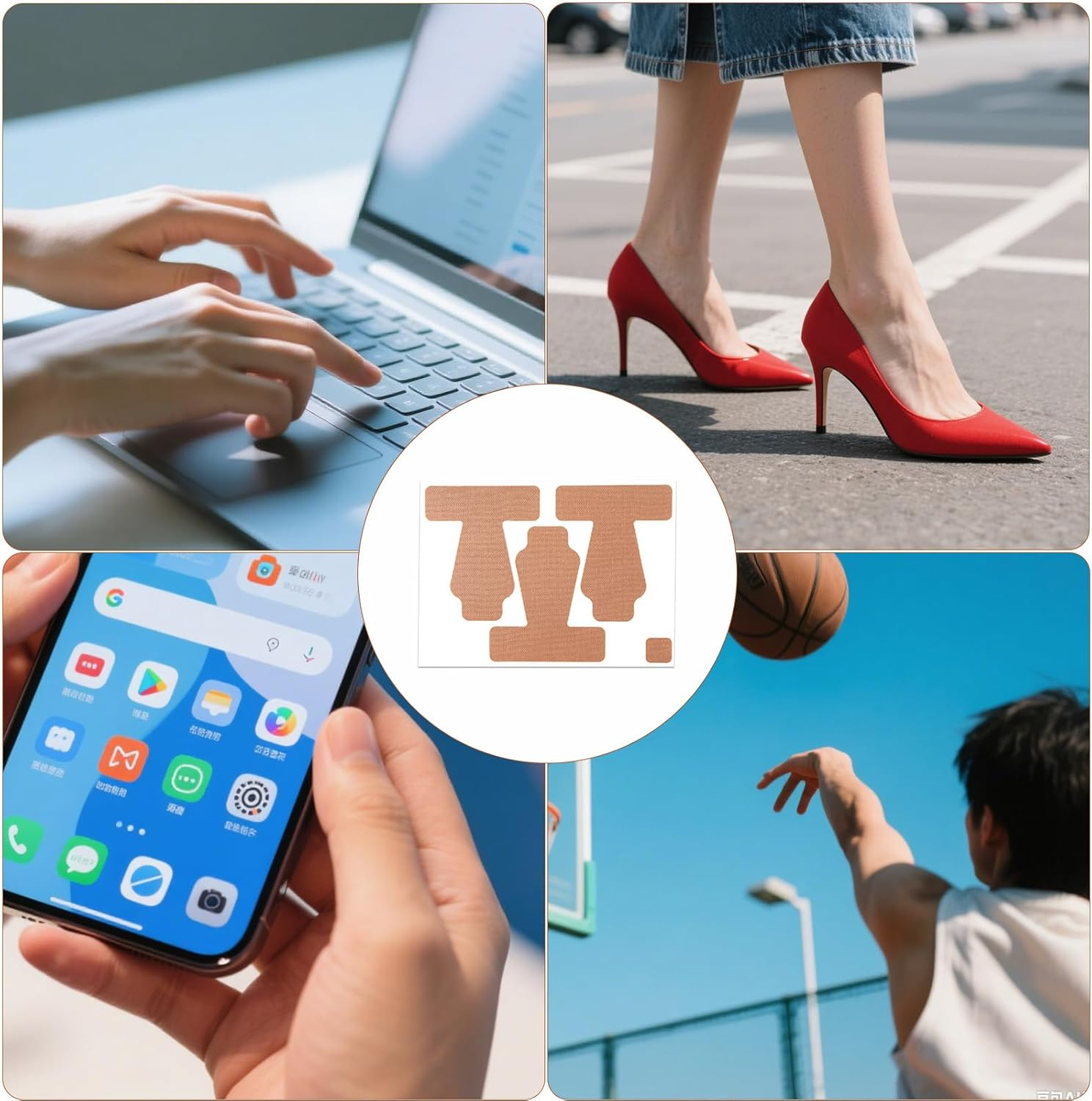 30Pcs Thumb Support Tape, Self Adhesive Thumb Support Brace Protecting Straps Stretchy Athletic Tape for Sport Housework Joint Supporting (Skin Color)