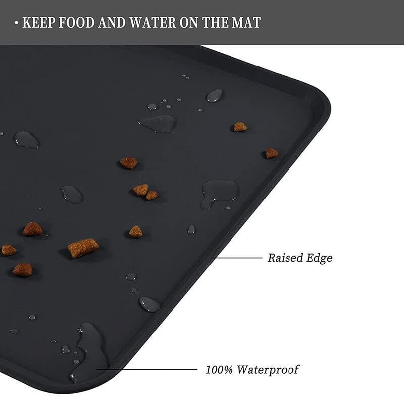 Qttie Silicone Feeding Food Mat for Dog Cat Placemat Pet Dish Bowl Easy Clean- Non-Skid, Spill-Proof Placemat, Durable & Foldable, 48X28Cm - Blue image number 3