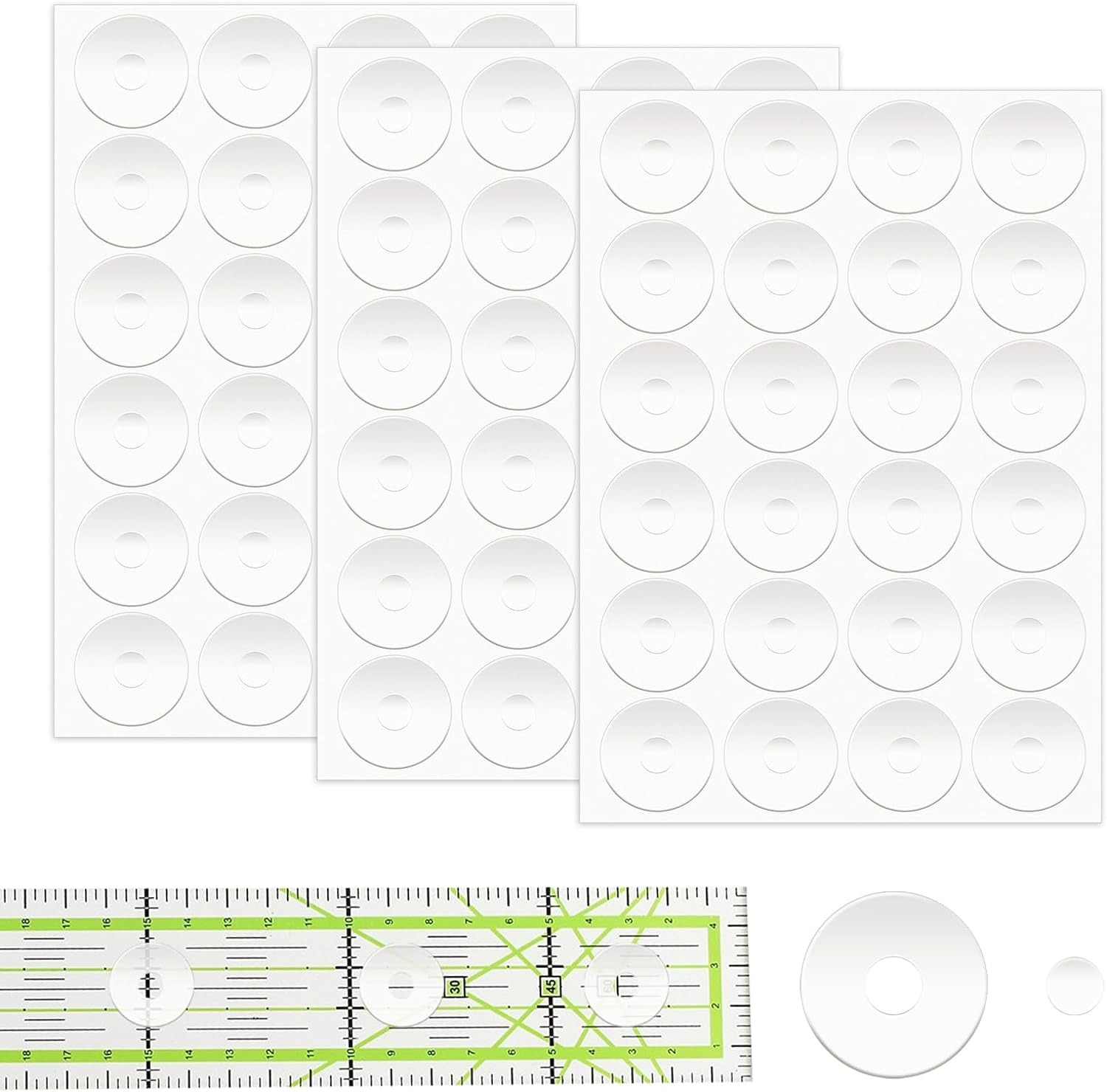 72Pcs Non-Slip Silicone Grips for Quilt Templates, Quilting Rulers, Sewing Rulers - Adhesive Backing Rings image number 3