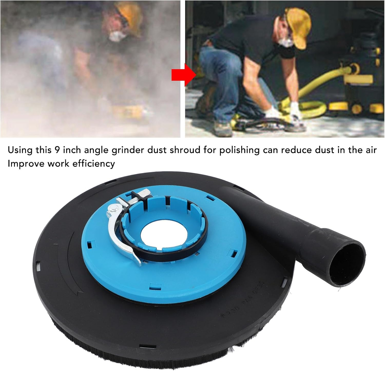 9 Inch Angle Grinder Dust Shroud, Safe and Reliable Efficient Filtration Polishing Surface Grinding Dust Shroud for Stone, Floor, Concrete, Blue Black image number 1