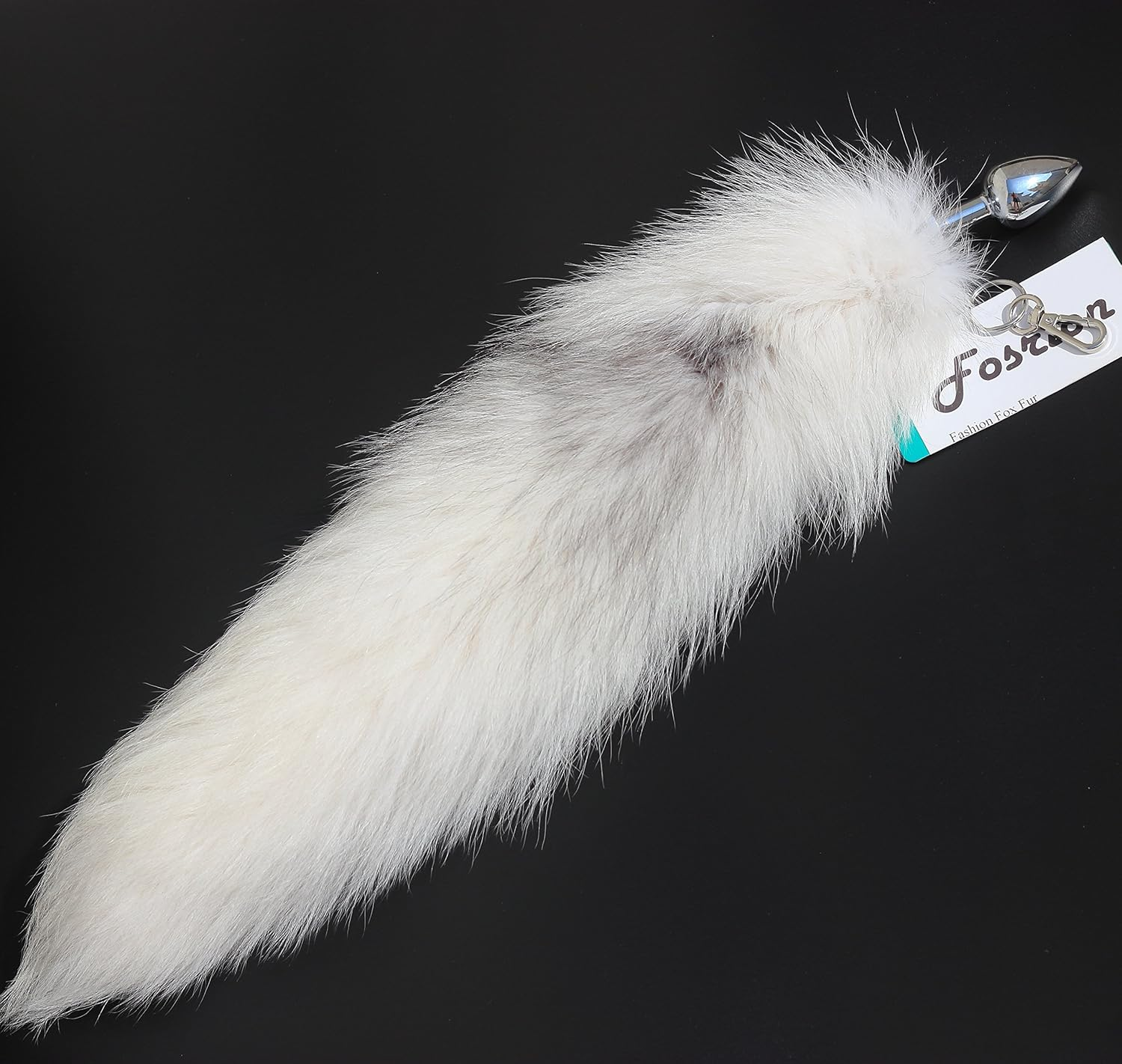 Fosrion Huge Fluffy White Gray Fox Tail Fur Cosplay Toy Alop image number 1