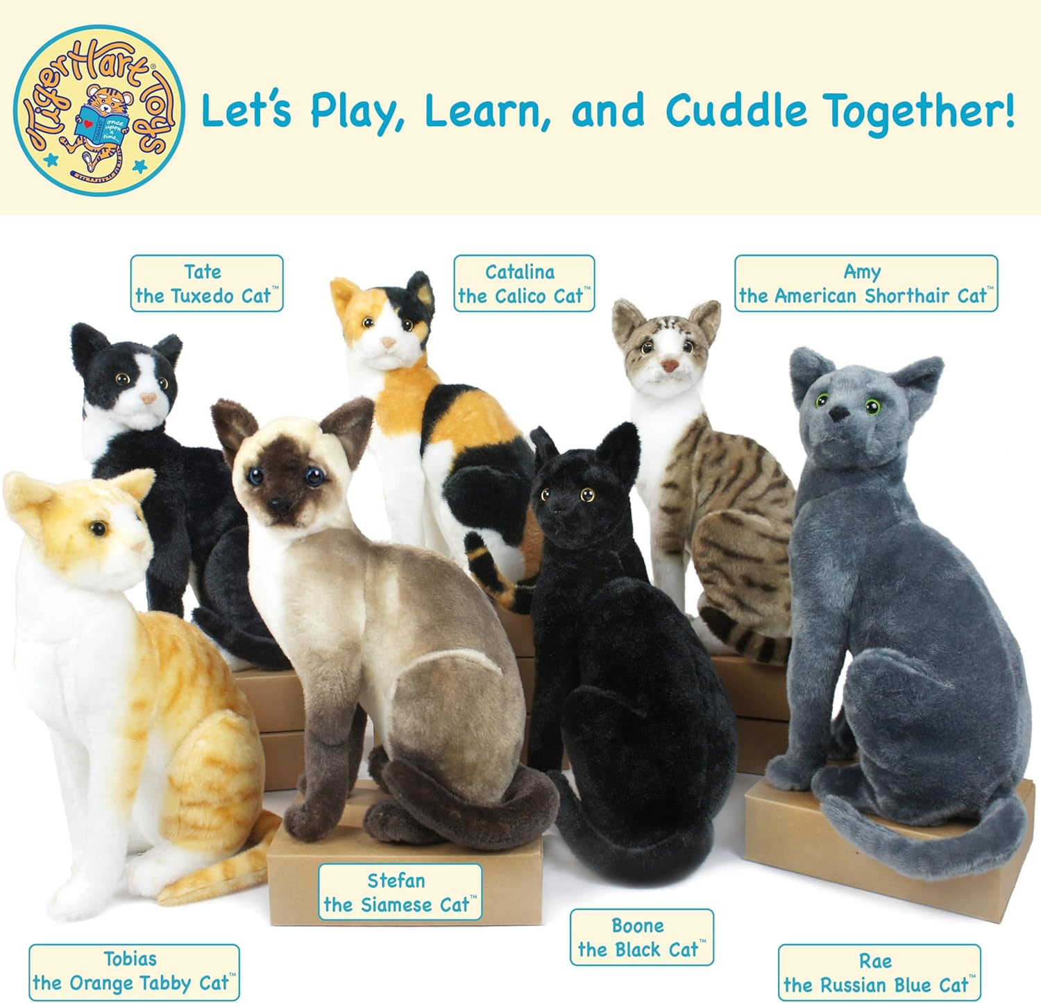 Tate the Tuxedo Cat - 14 Inch Stuffed Animal Plush Black and White Kitten - by Tigerhart Toys image number 3