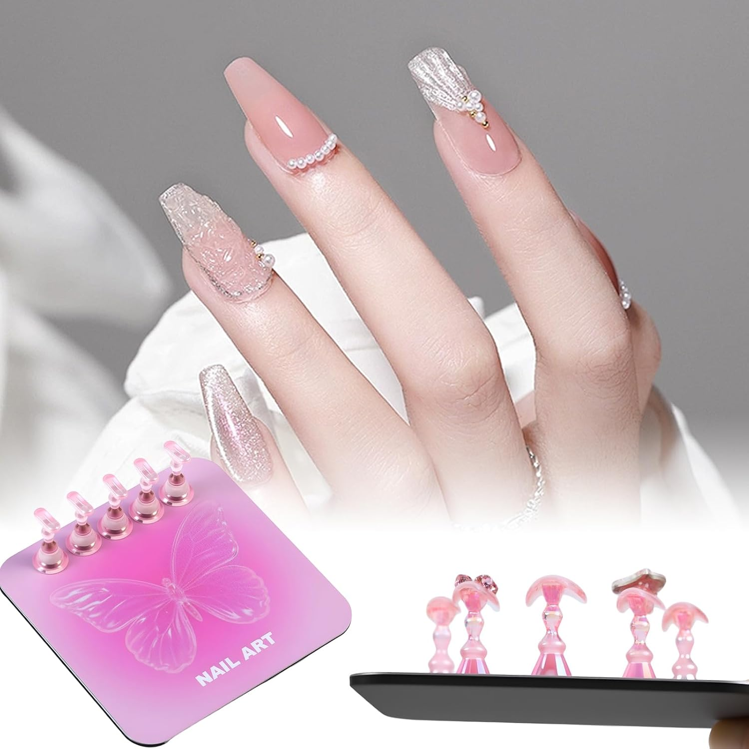 Press on Nail Stand,Magnetic Base for Painting Tool Supplies - Nail Tips Practice Stand,For Home Travel Vacation Art School Apartment Parties image number 6