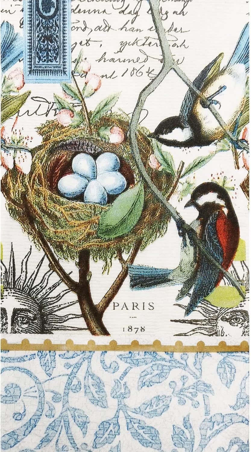 Zelten 2-Ply 15 Count Colored Paper Hostess Napkins Shabby Chic Napkins for Wedding Dinner Tea Party Decoration E (Mockingbird, 1) - Fish image number 6