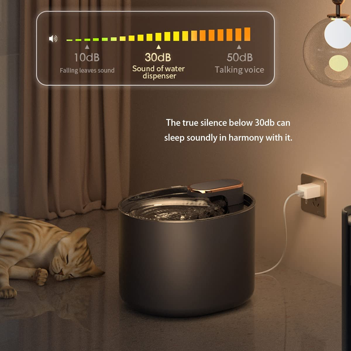 3L Cat Water Fountain,Pet Fountain Water Fountain for Dogs Inside, Cat Fountain with LED Light,Filters Included,For Multi Pet Households image number 6