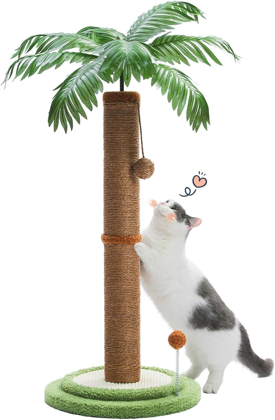 PAWZ Road Coconut Palm Cat Scratching Post 85Cm Cat Scratcher for Indoor Cats with Interactive Balls & 100% Sisal Covered Scratch Posts Brown image number 1