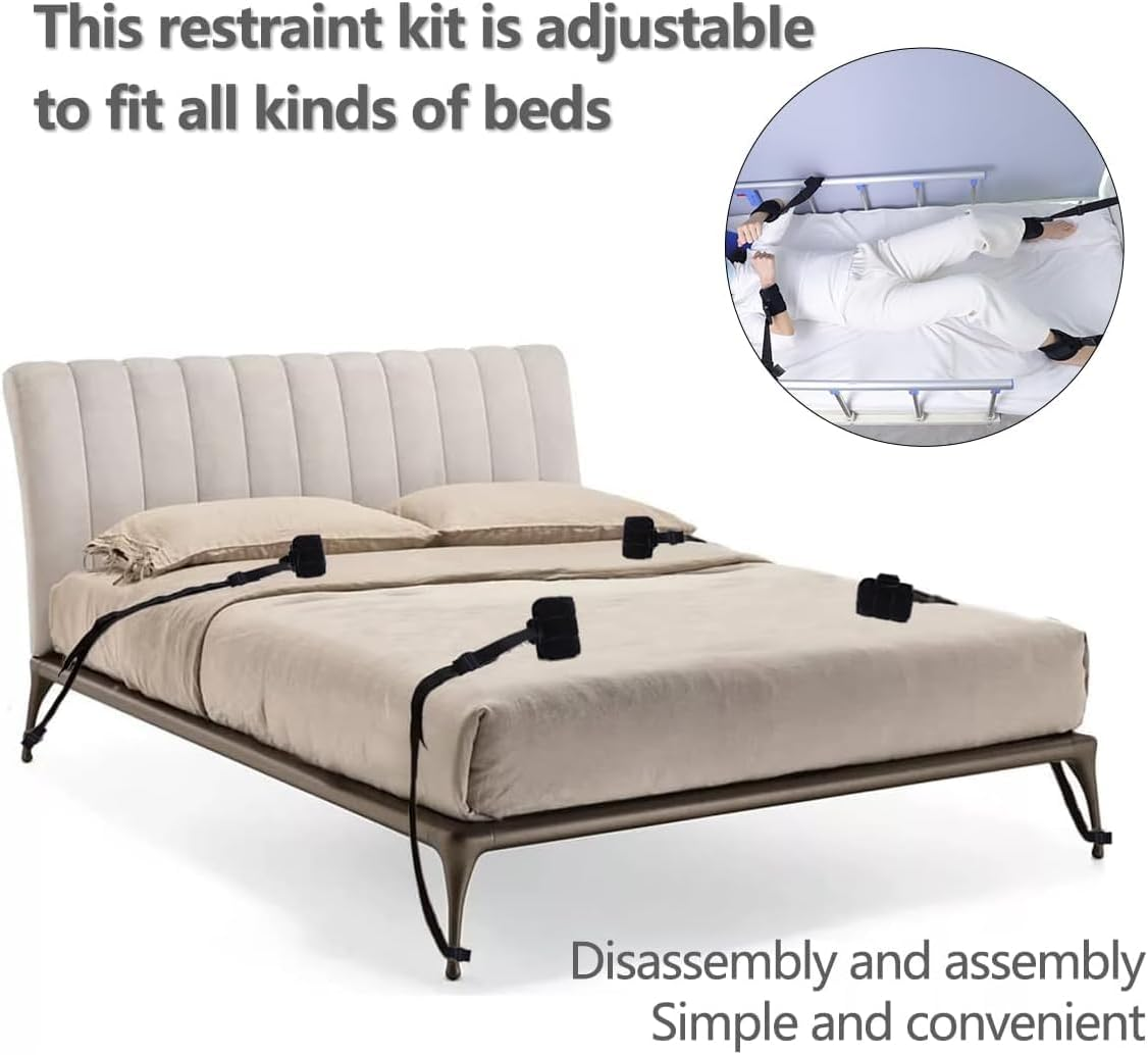 Patient Medical Restraints with Quick Release Buckles, Bed Restraints Belts for Wrists and Ankles, Limb Holder Movement Limited Ties for Hands or Legs(4 Pcs) image number 2