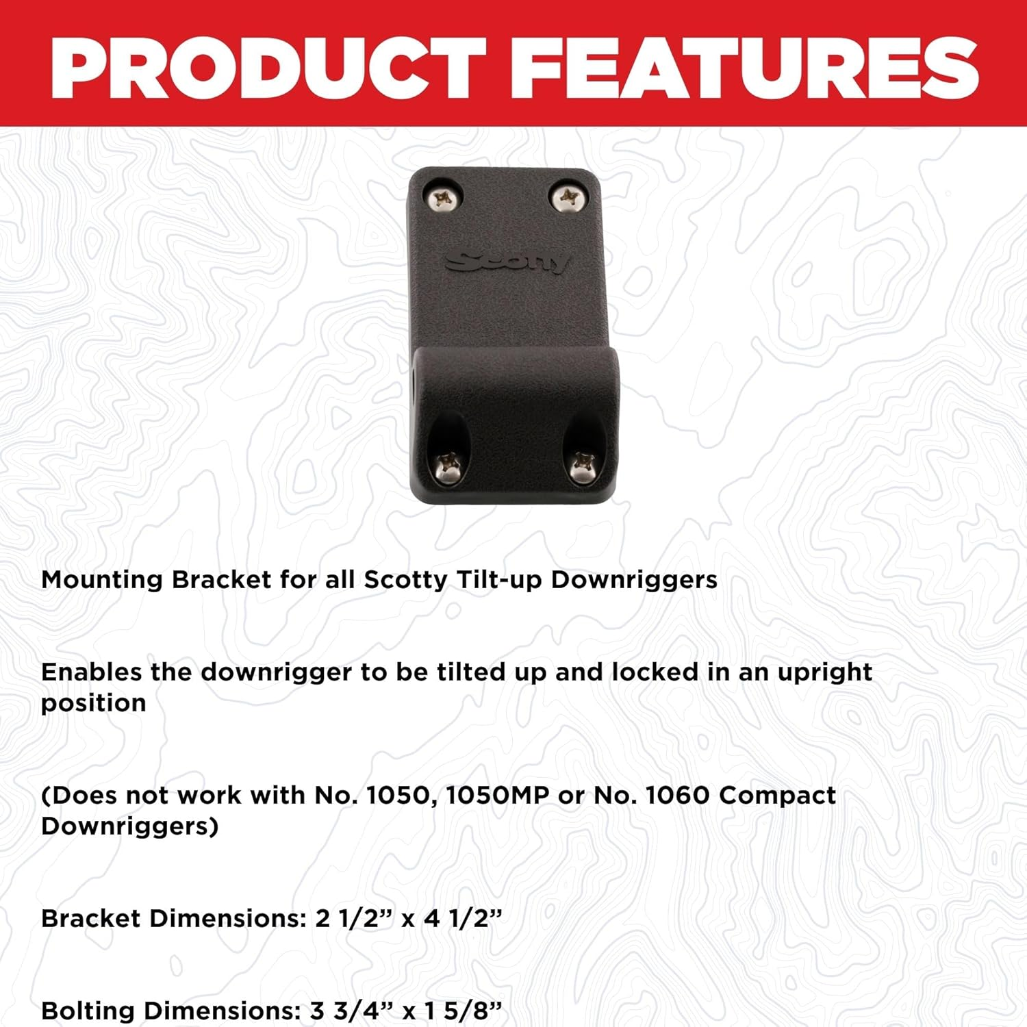 Scotty 1023 Tilt Mount Bracket, 1080/1116 Downrigger image number 1