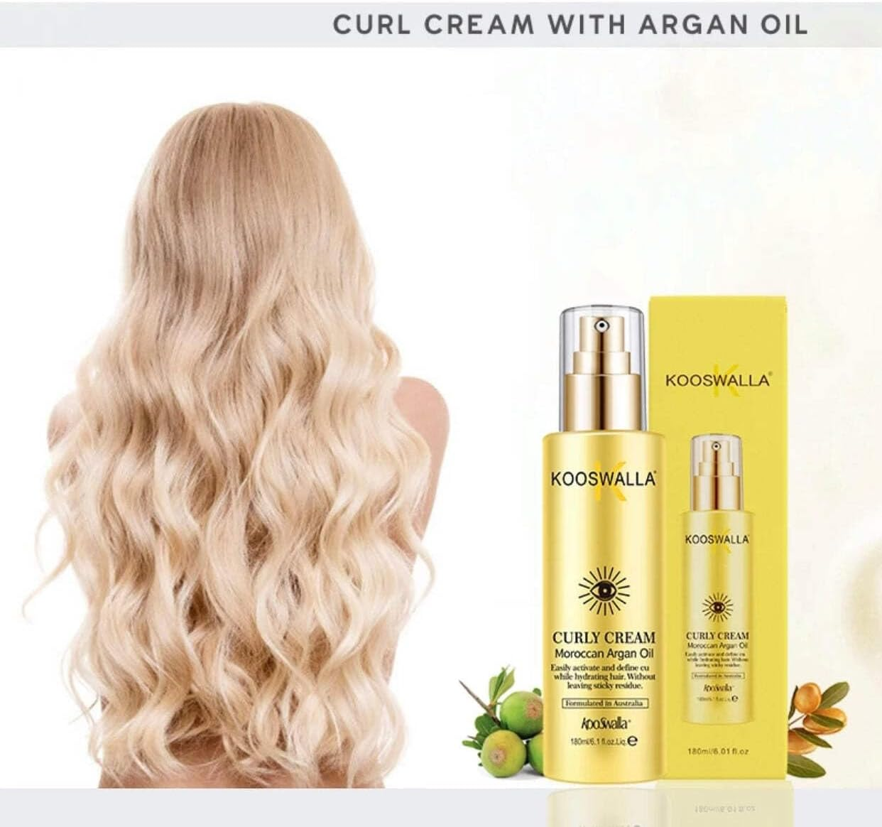 Kookala Curl Cream, Intensive Repairing Treatment for Dry, Damaged Hair, Enhances Shine, Softens Hair