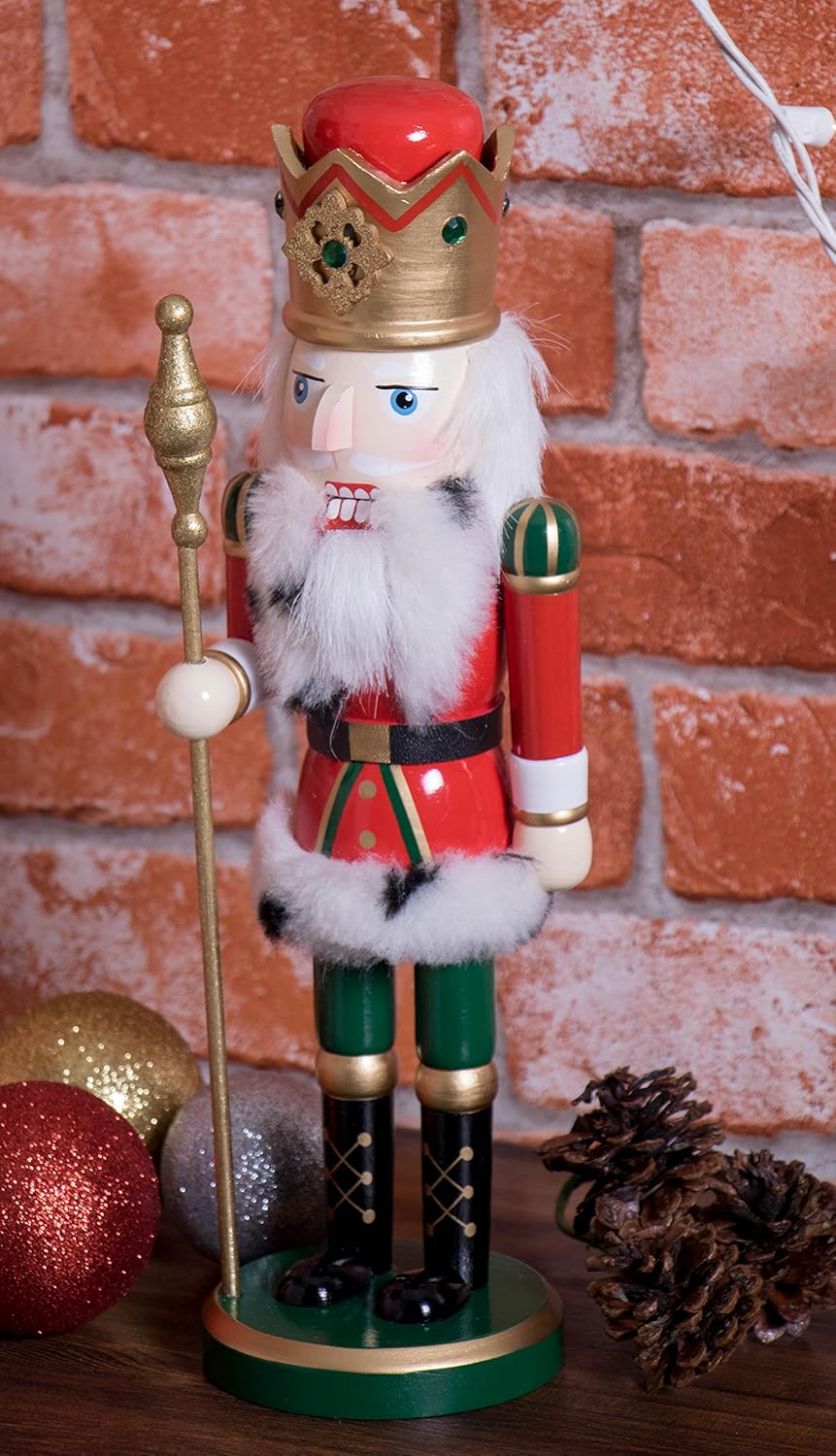 Traditional Wooden Nutcracker King by Clever Creations Sceptre and Crown Festive Christmas Decor 36Cm Tall Perfect for Shelves and Tables image number 4