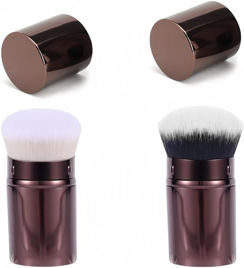 Retractable Kabuki Makeup Brush, 2Pcs Travel Kabuki Powder Makeup Brush, Retractable Cosmetics Power Brushes for Women or Girls image number 5